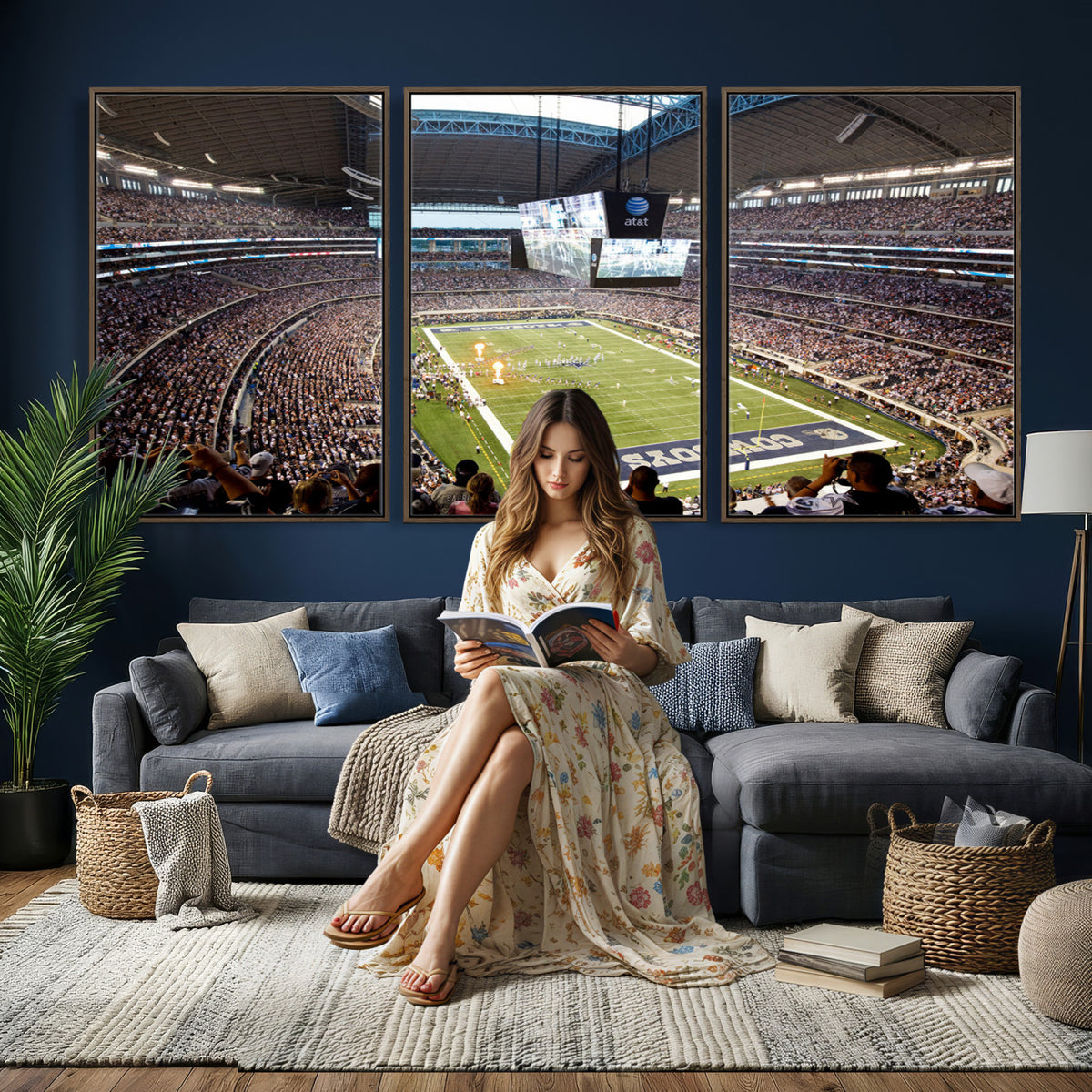 82096-MGV-CV-36X24 - Dallas Cowboys Football Team Print - Arlington AT&T Stadium Wall Art Canvas Print