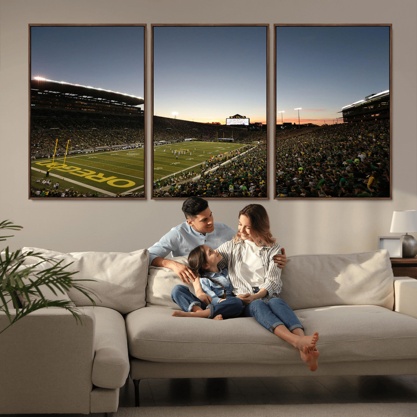 MGV-FC-60X30-3P - Oregon Ducks Football Team Print - Eugene Autzen Stadium Wall Art Canvas Print