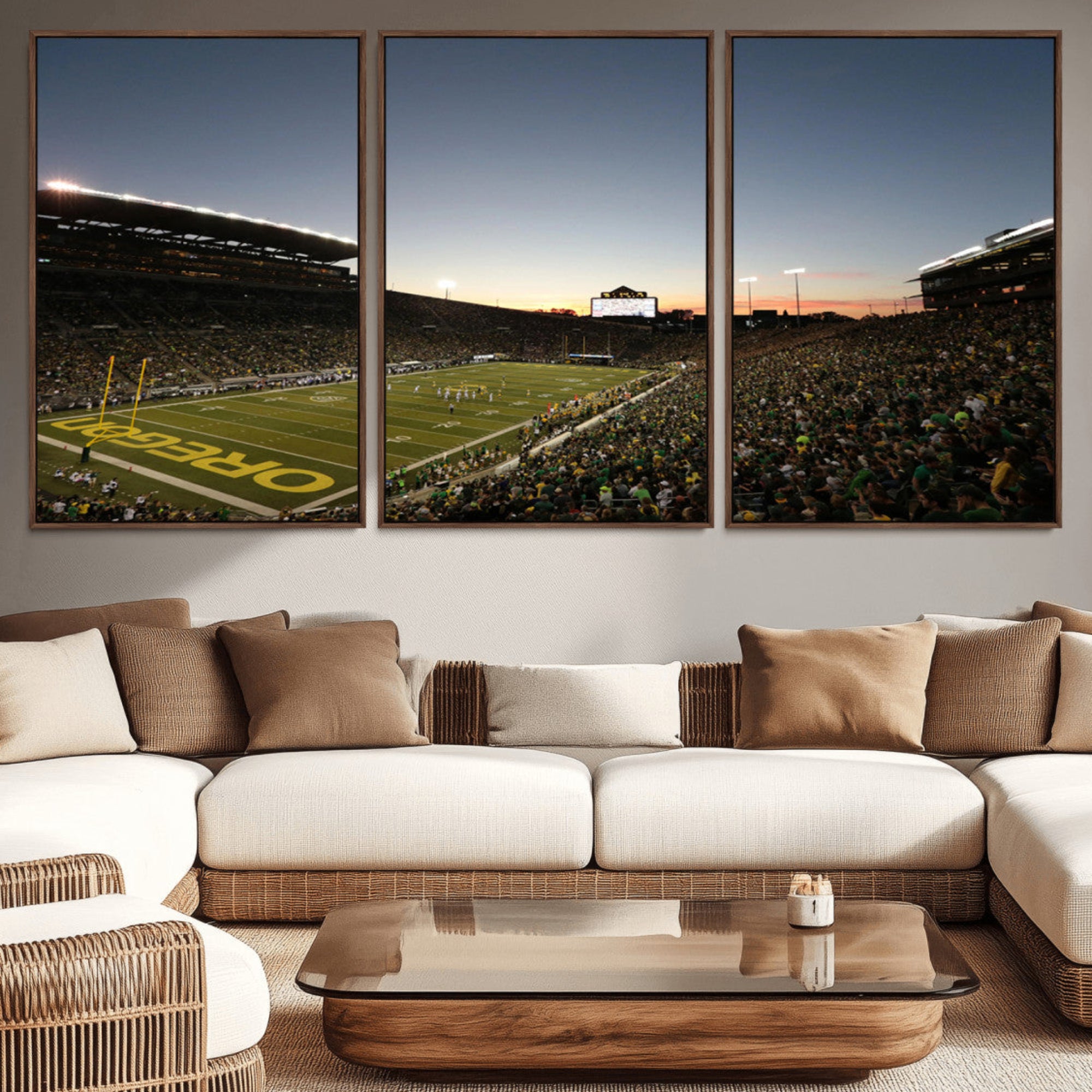 21429-MGV-CV-36X24-Oregon Ducks Football Team Print - Eugene Autzen Stadium Wall Art Canvas Print