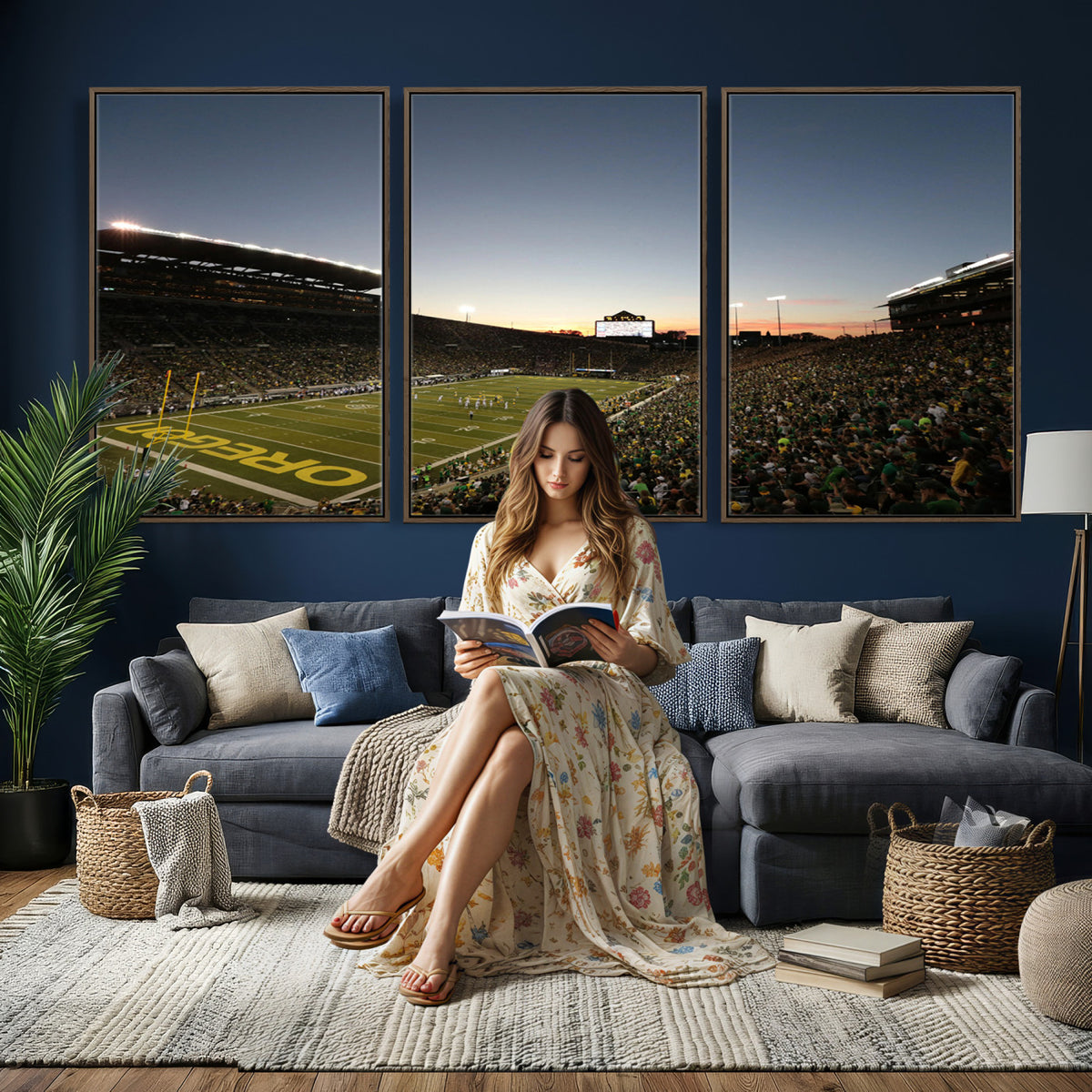 21429-MGV-CV-36X24 - Oregon Ducks Football Team Print - Eugene Autzen Stadium Wall Art Canvas Print