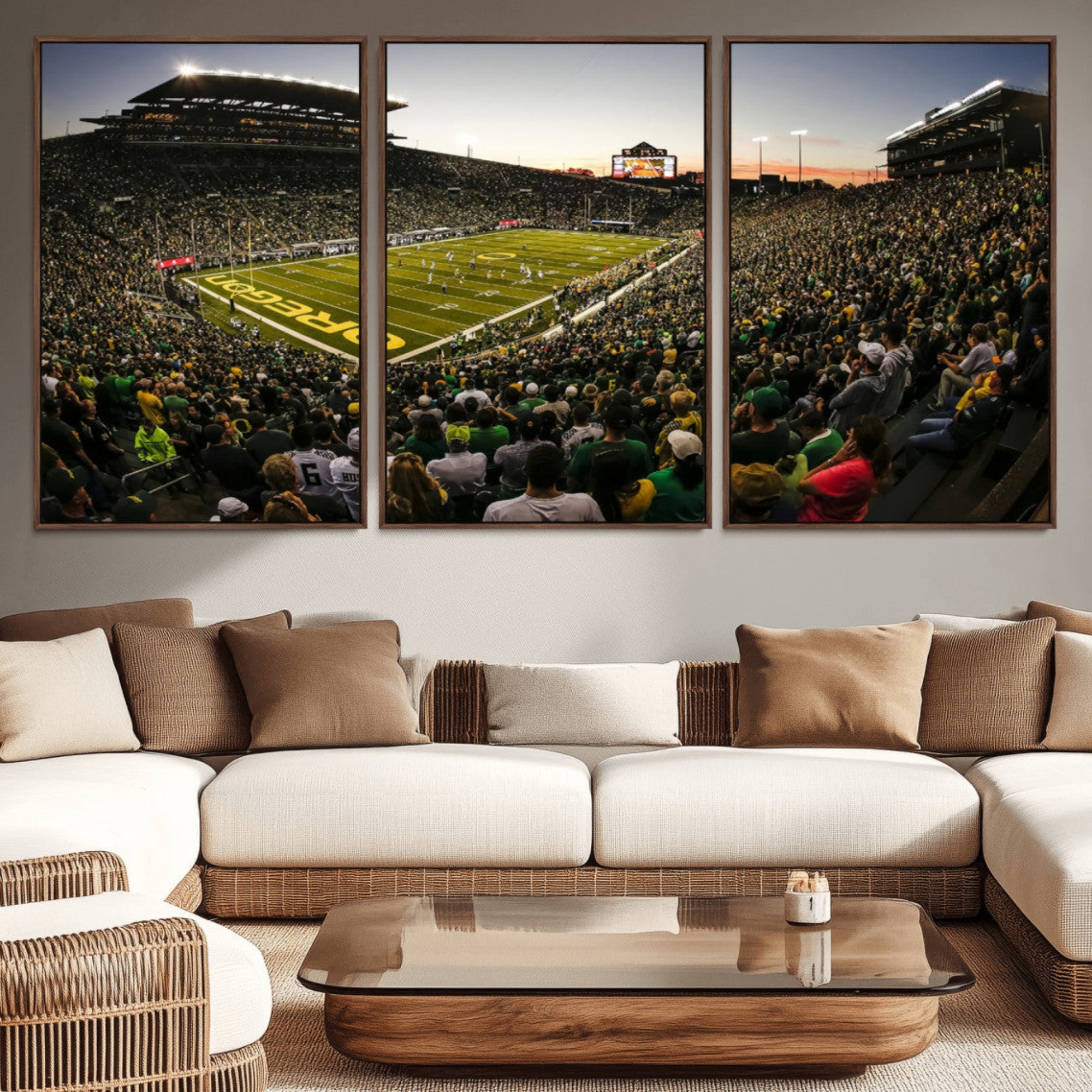 15228-MGV-CV-36X24-Oregon Stadium Canvas Wall Art - Captivating Game Day Scene at Autzen Stadium, Oregon Ducks Football