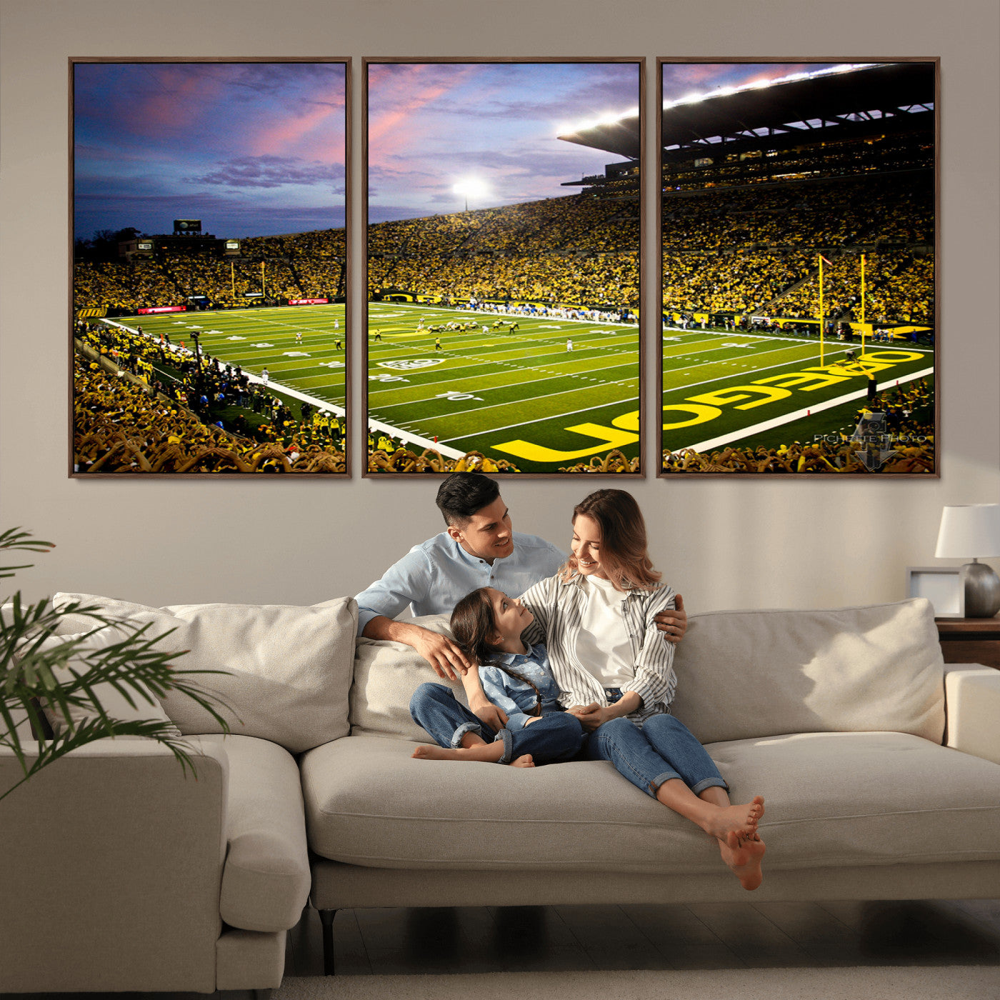 MGV-FC-60X30-3P - University of Oregon Ducks Football Team Print - Eugene Autzen Stadium Wall Art Canvas Print