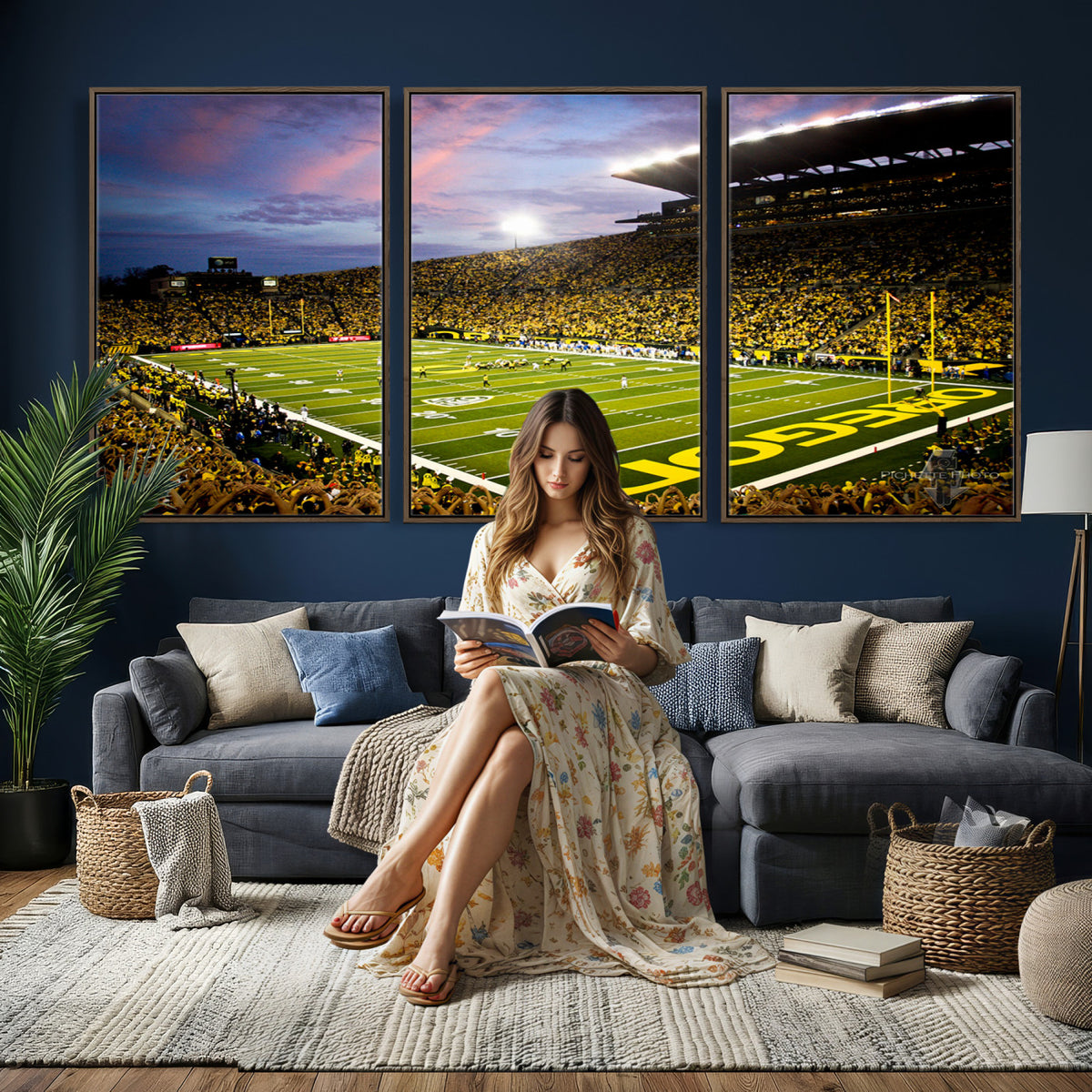 72017-MGV-CV-36X24 - University of Oregon Ducks Football Team Print, Eugene, Framed and Ready to Hang