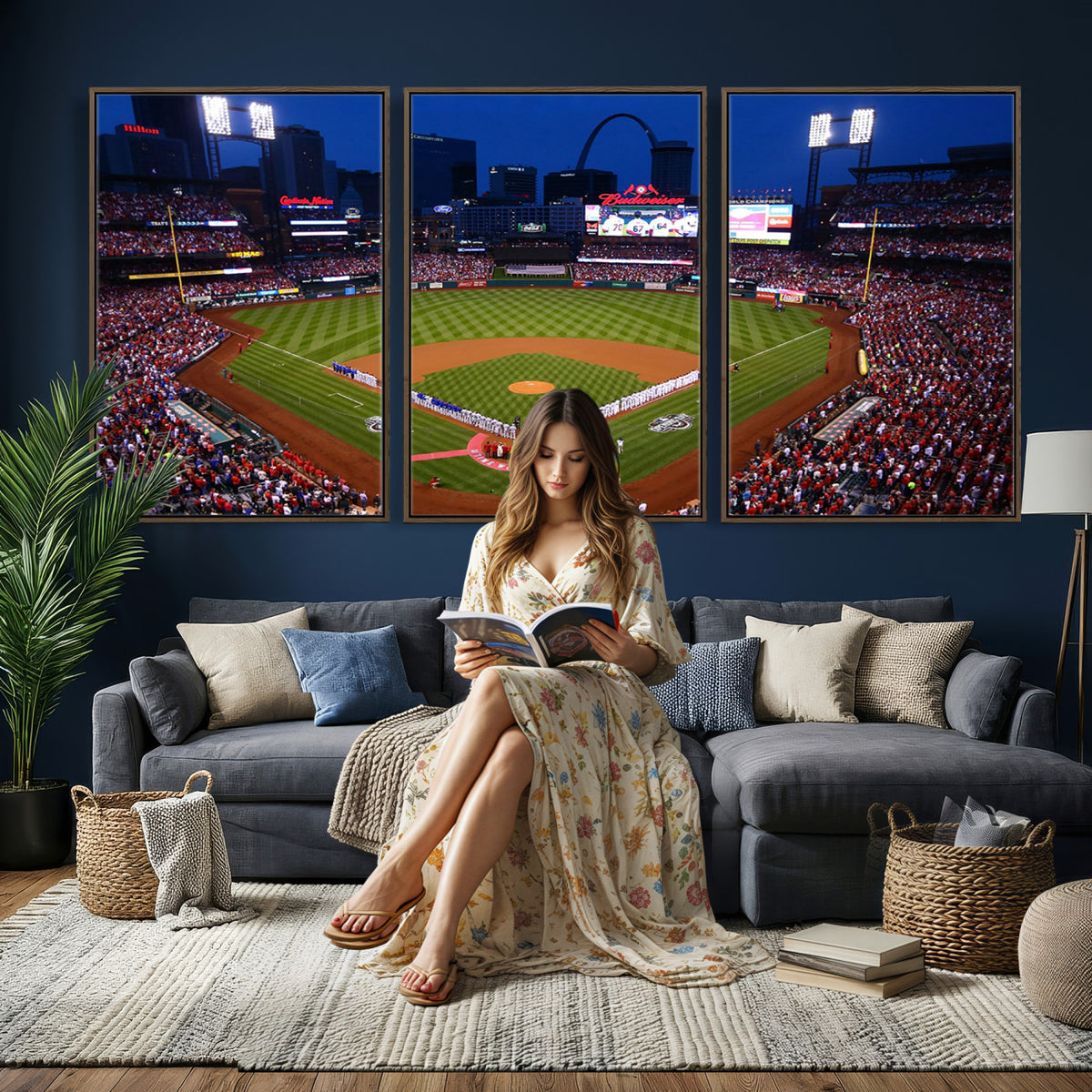 11925-MGV-CV-36X24 - St. Louis Cardinals Baseball Team Print, Busch Stadium Wall Art