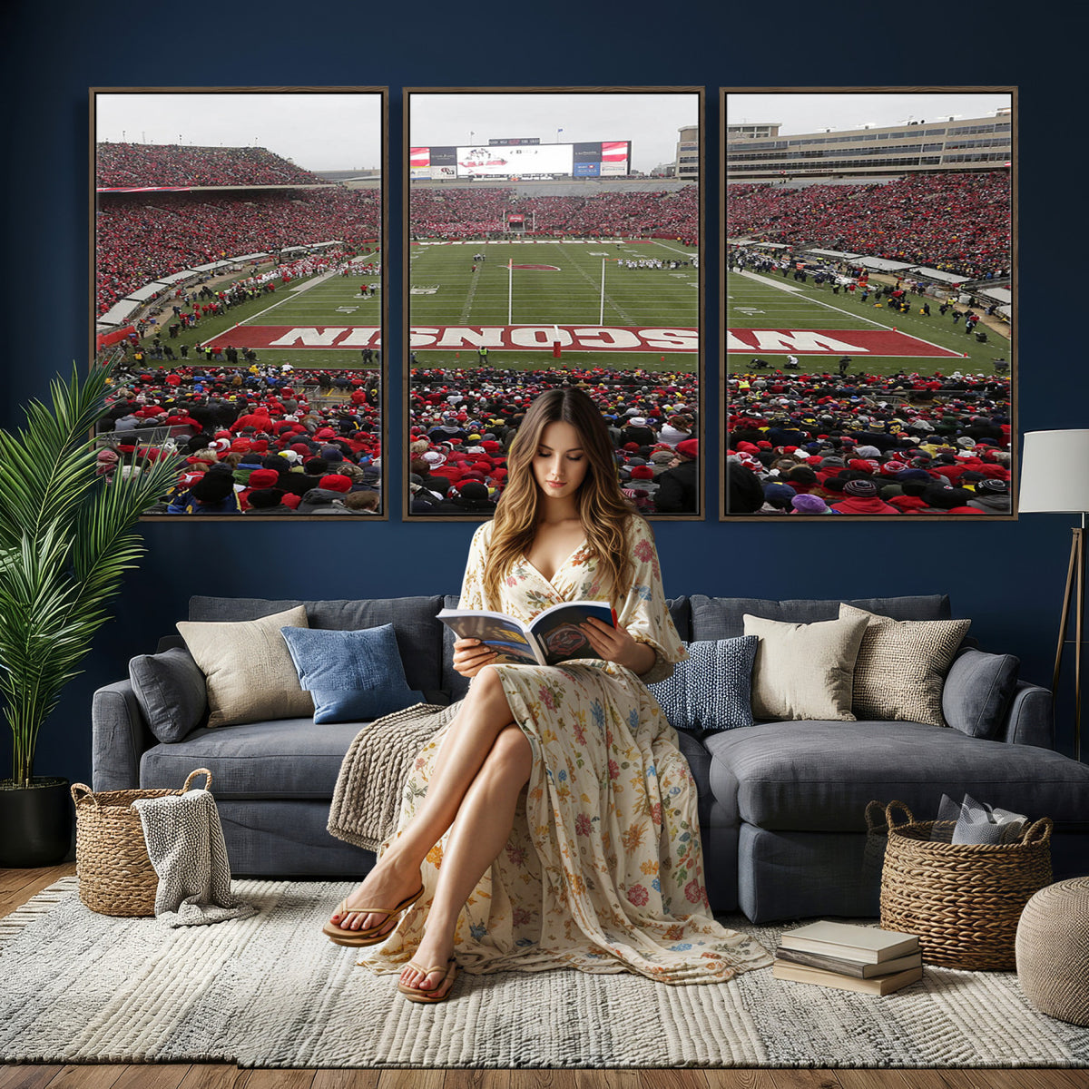 23461-MGV-CV-36X24 - Wisconsin Badgers Team Print Canvas, Madison Camp Randall Stadium Wall Art