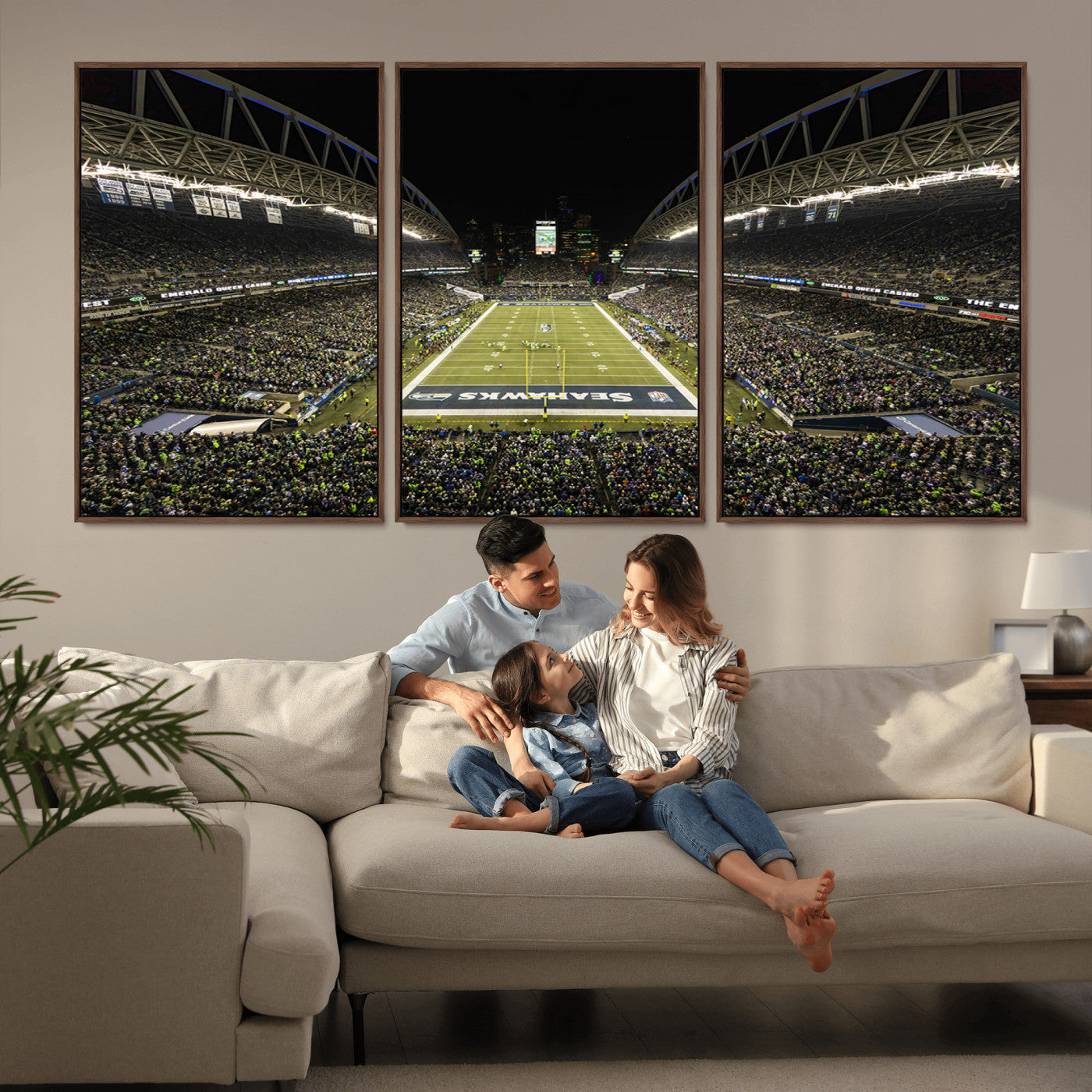MGV-FC-60X30-3P - Seattle Seahawks Football Team Print Wall Art - Seattle Century Link Field Stadium Wall Art Canvas