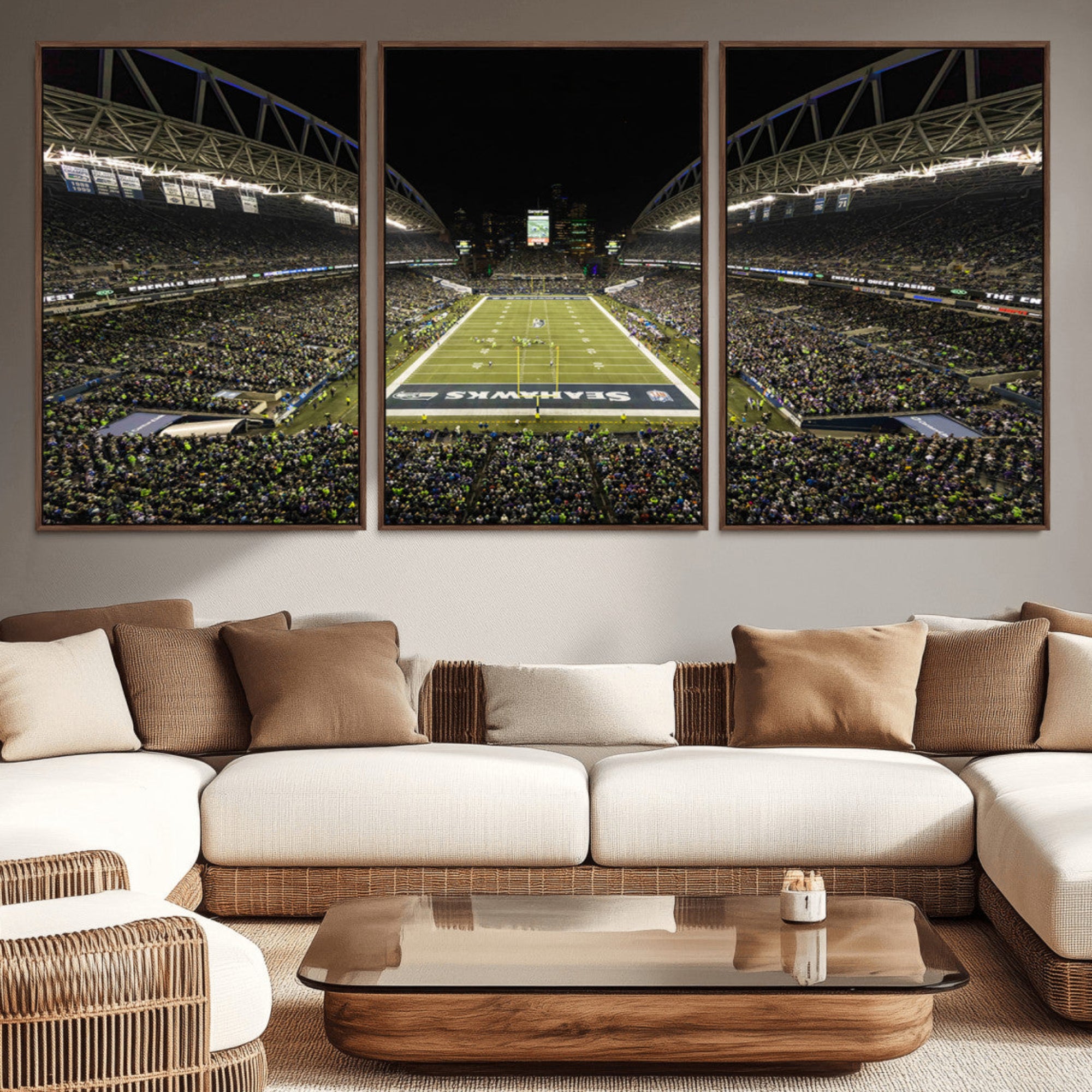 81900-MGV-CV-36X24-Seattle Seahawks Football Team Print Wall Art - Seattle Century Link Field Stadium Wall Art Canvas