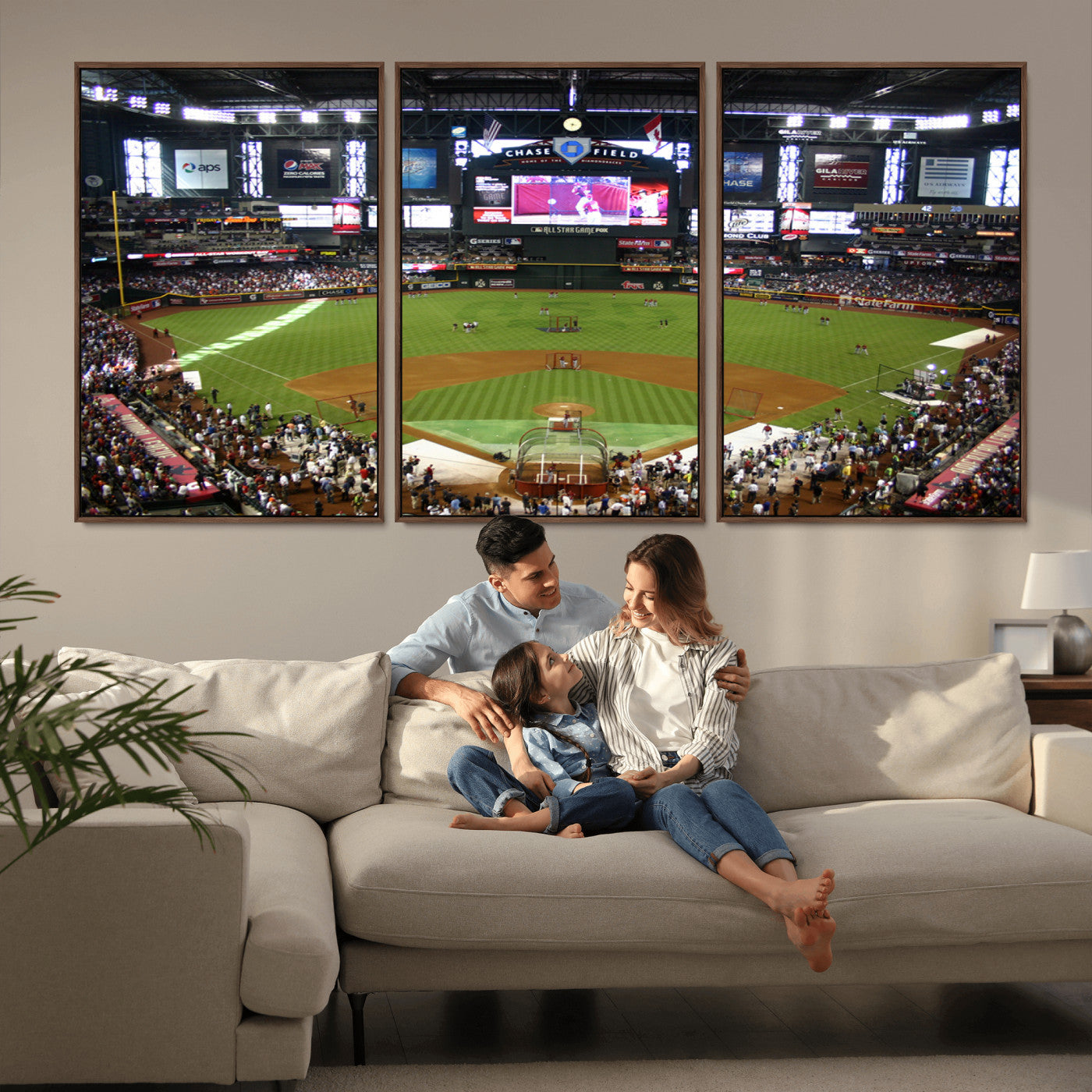 MGV-FC-60X30-3P - Arizona Diamondbacks Baseball Team Print - Phoenix Chase Field Baseball Stadium Wall Art Canvas