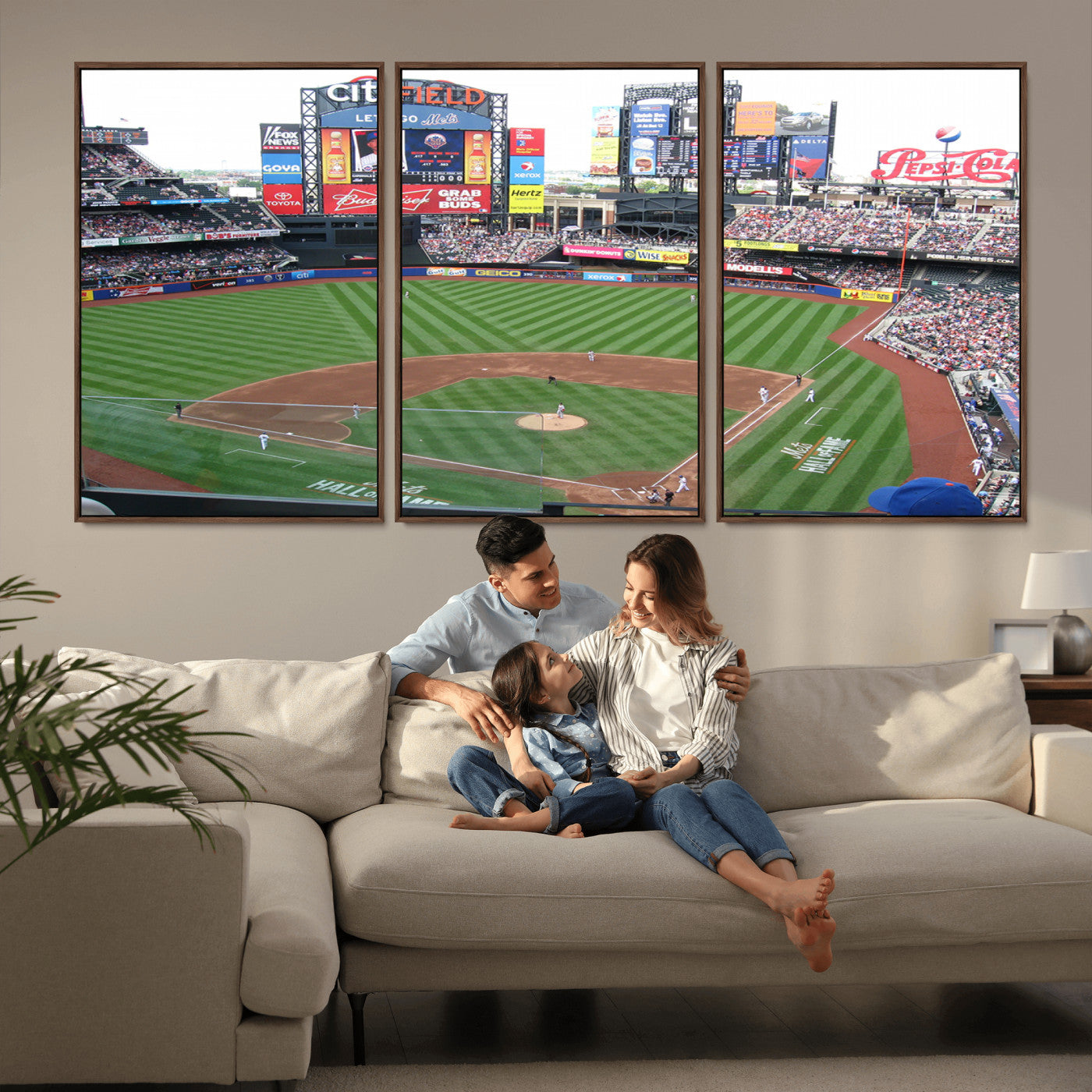 MGV-FC-60X30-3P - New York Mets Baseball Team Print - Citi Field Baseball Stadium Wall Art Canvas Print