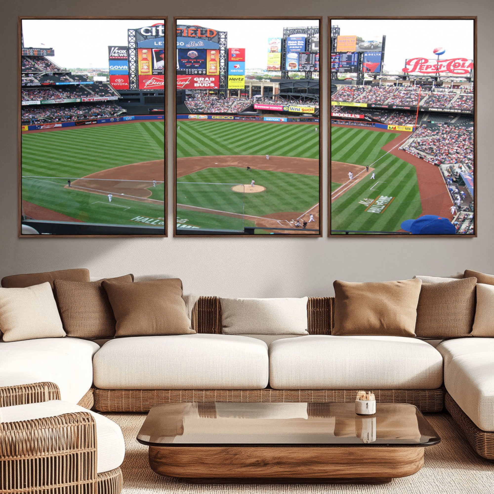 64829-MGV-CV-36X24-New York Mets Baseball Team Print - Citi Field Baseball Stadium Wall Art Canvas Print