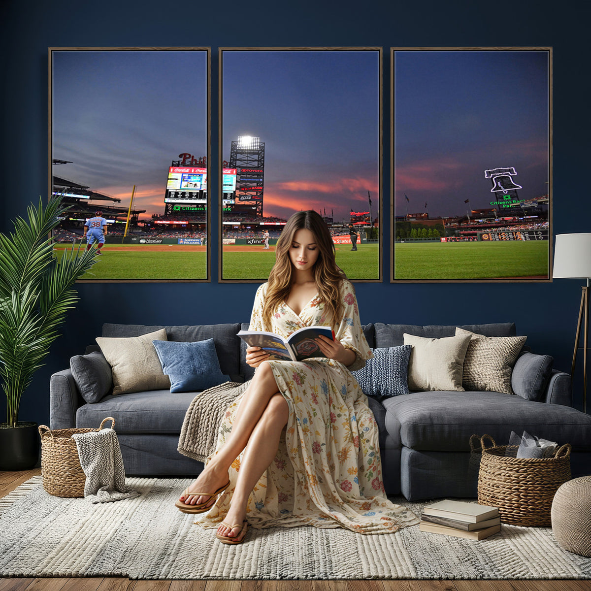 22594-MGV-CV-36X24 - Philadelphia Phillies Baseball Print - Philadelphia Citizens Bank Park Stadium Wall Art, Phillies