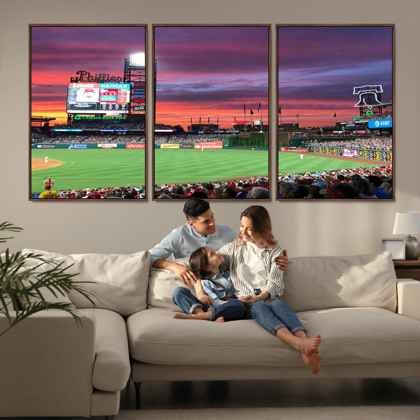 MGV-FC-60X30-3P - Philadelphia Phillies Baseball Team Print - Philadelphia Citizens Bank Park Stadium Wall Art Canvas