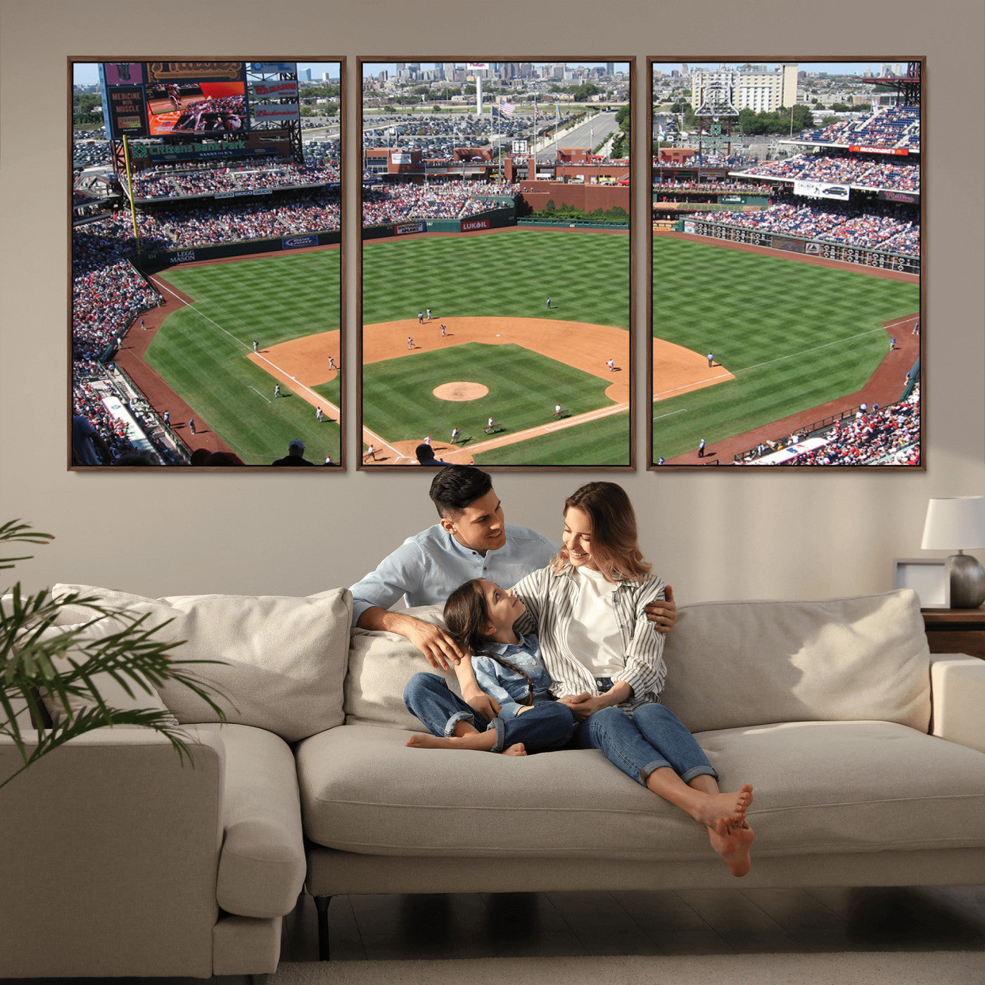 MGV-FC-60X30-3P - Philadelphia Phillies Baseball Team Print - Philadelphia Citizens Bank Park Stadium Wall Art Canvas