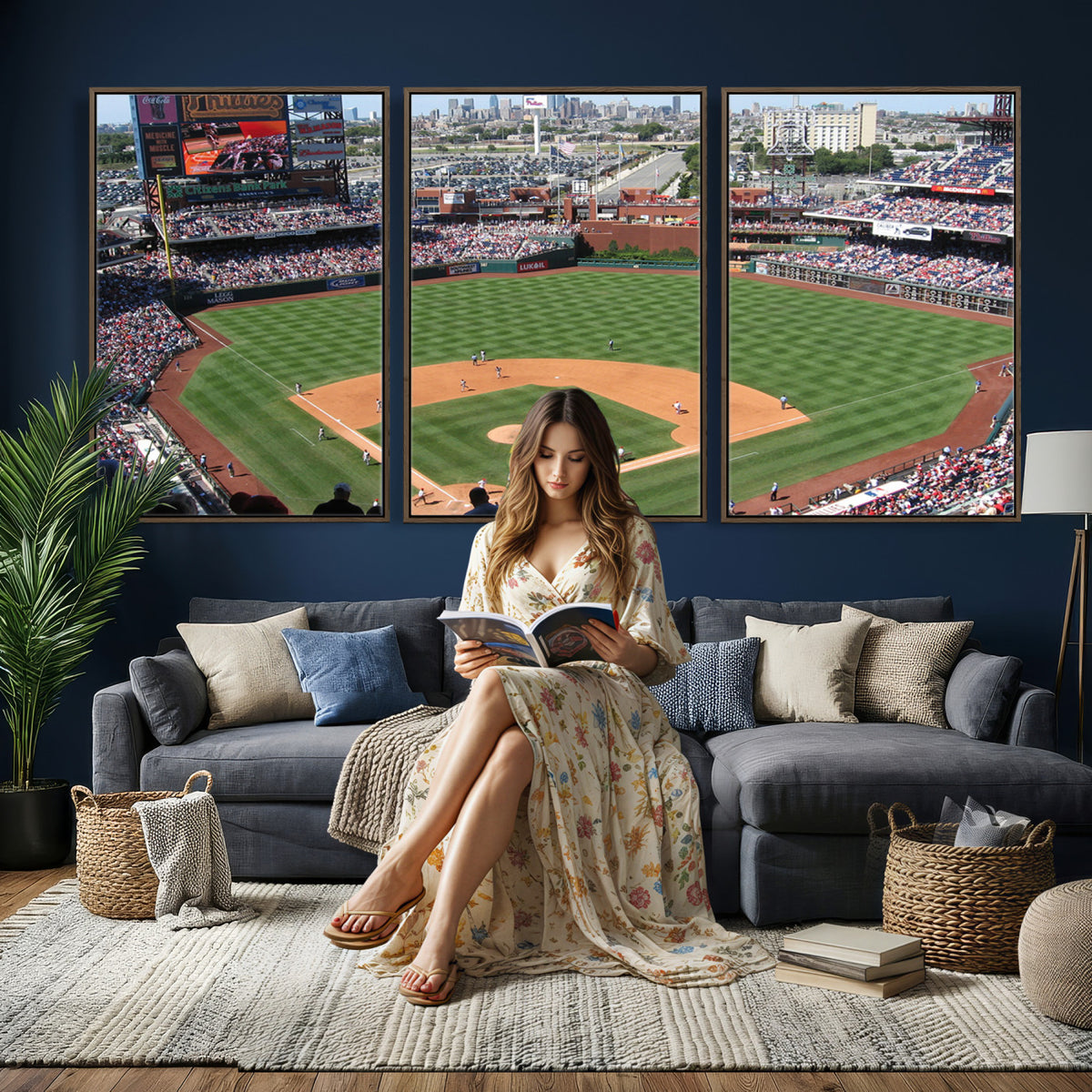 85755-MGV-CV-36X24 - Philadelphia Phillies Baseball Team Print - Philadelphia Citizens Bank Park Stadium Wall Art Canvas
