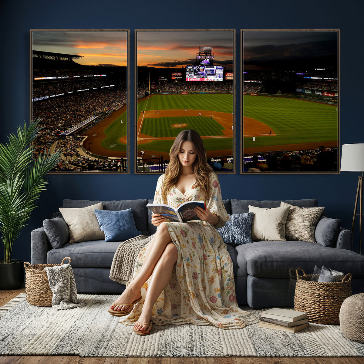 57060-MGV-CV-36X24 - Colorado Rockies Coors Field Wall Art Canvas Print - MLB Baseball Stadium