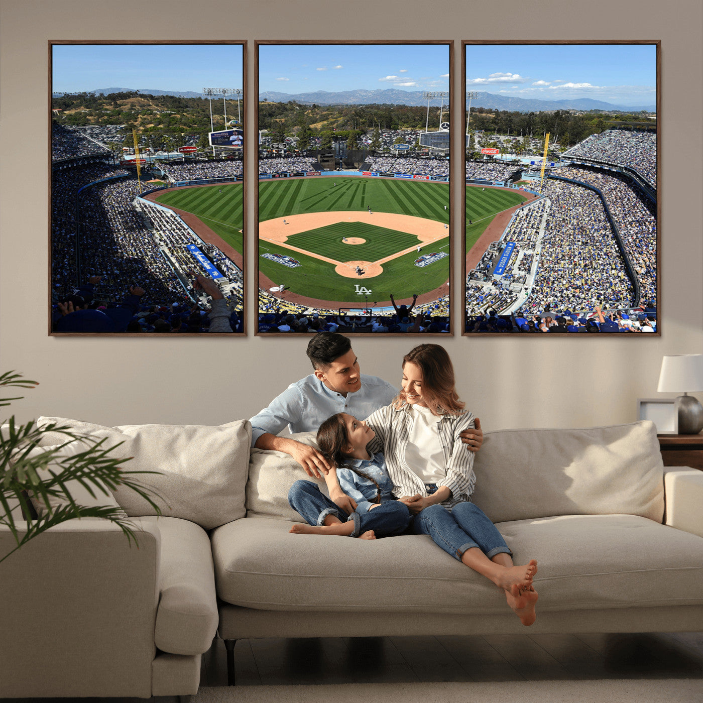 MGV-FC-60X30-3P - Los Angeles Dodgers Dodger Stadium Wall Art Canvas Print - MLB Baseball Stadium Wall Art Canvas