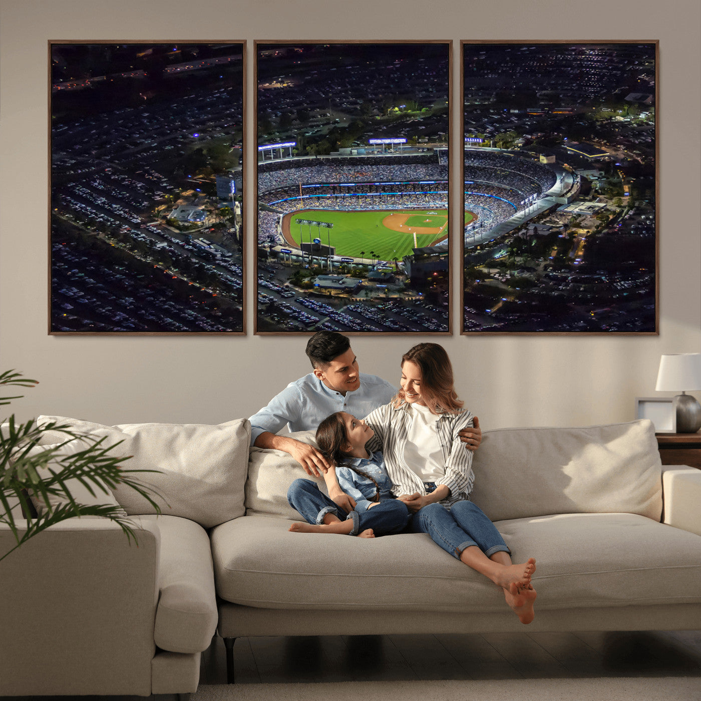 MGV-FC-60X30-3P - Los Angeles Dodgers Dodger Stadium Wall Art Canvas Print - MLB Baseball Stadium