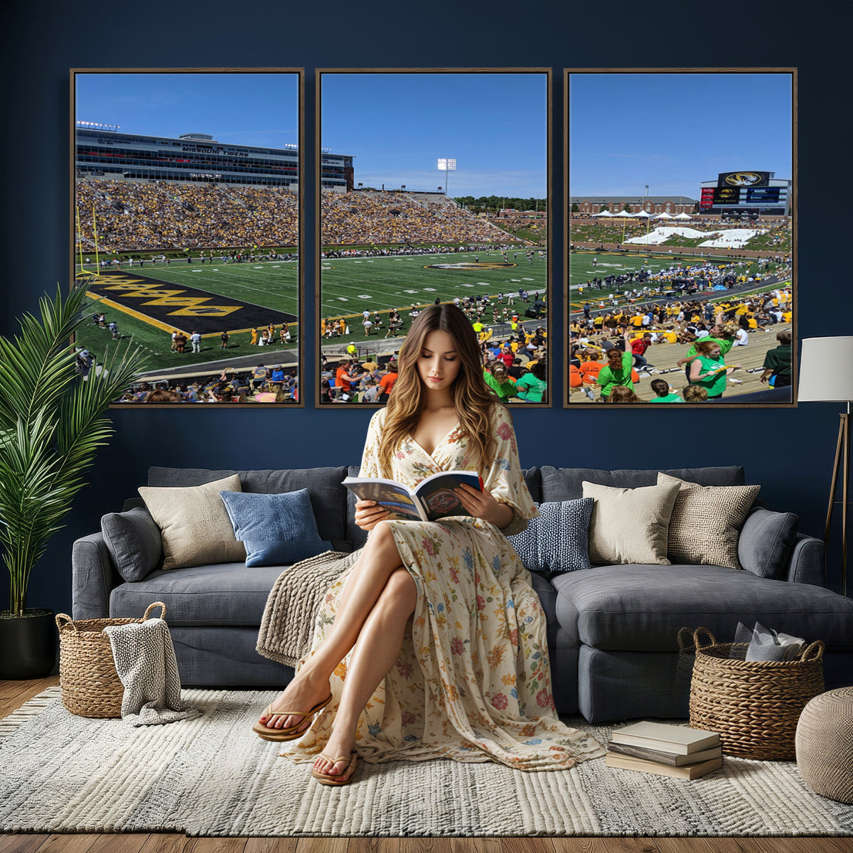 38399-MGV-CV-36X24 - University of Missouri Tigers Football Team Print, Columbia Faurot Field Memorial Stadium Wall Art