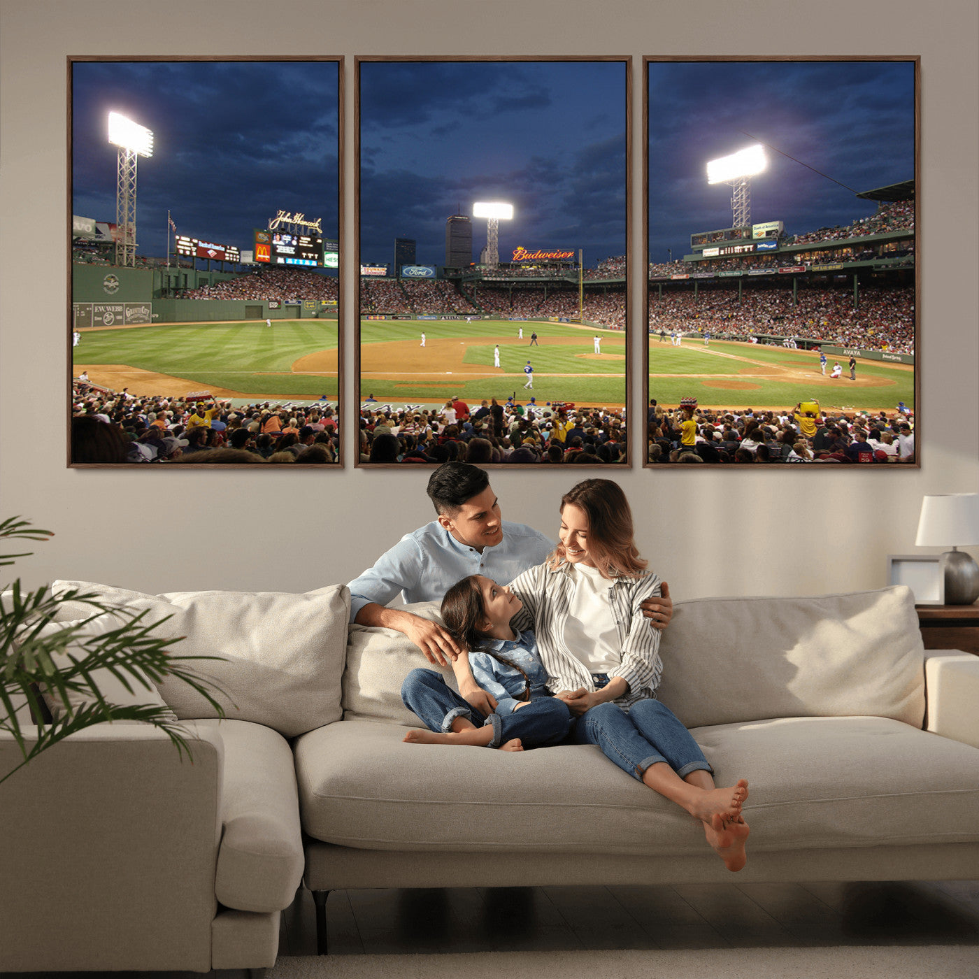 MGV-FC-60X30-3P - Boston Red Sox Baseball Team Print Canvas - Massachusetts Fenway Park Stadium Wall Art Canvas Print