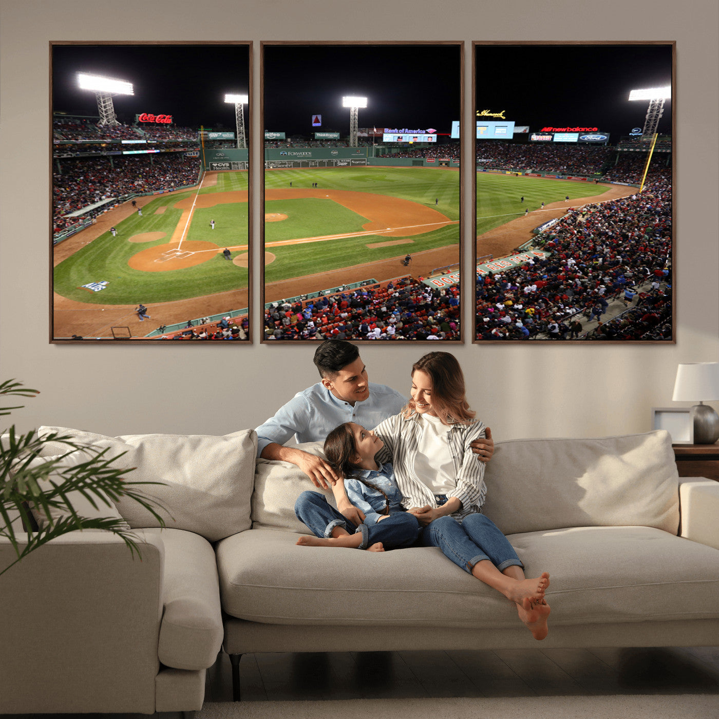 MGV-FC-60X30-3P - Boston Red Sox Baseball Team Print - Massachusetts Fenway Park Stadium Wall Art Canvas Print