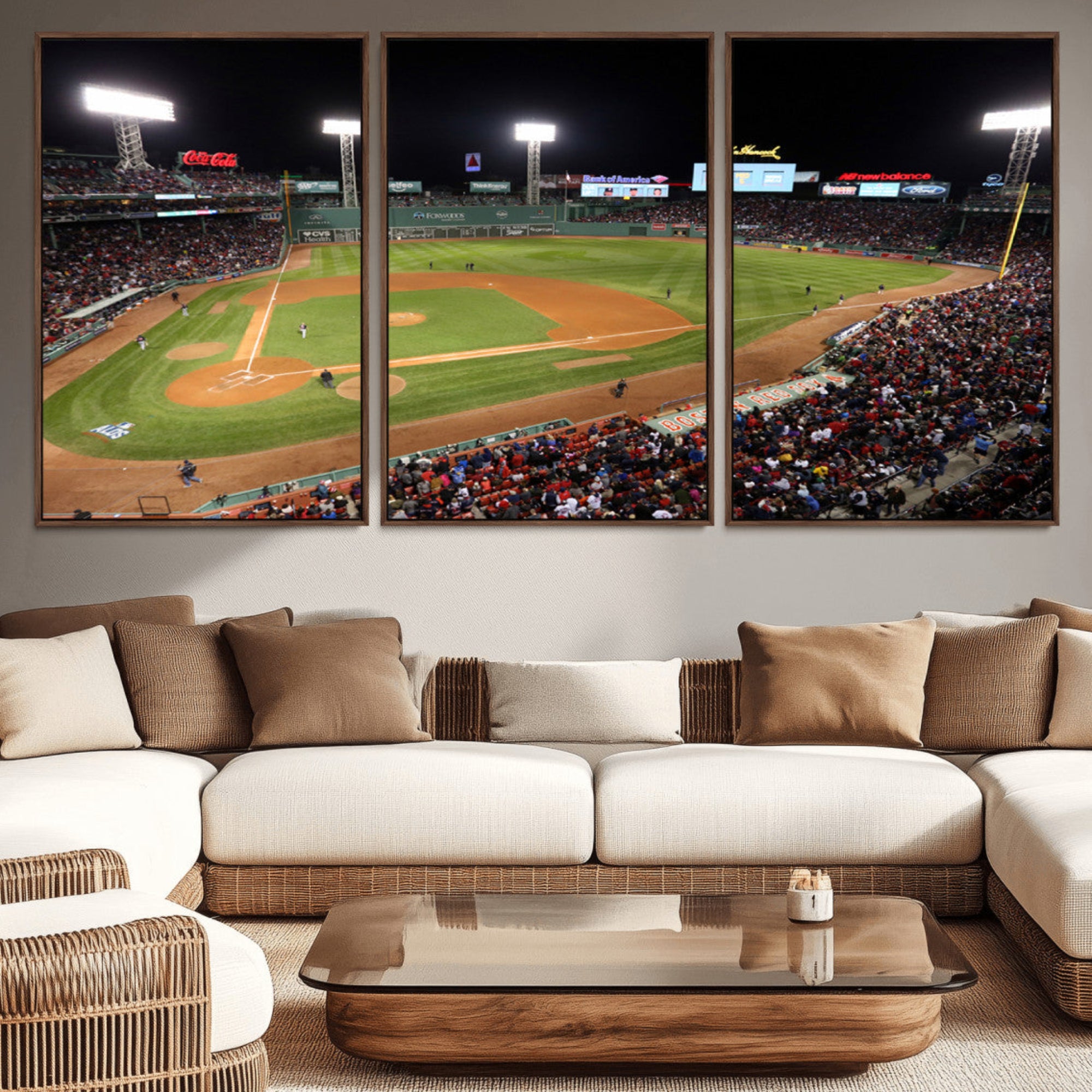 86945-MGV-CV-36X24-Boston Red Sox Baseball Team Print - Massachusetts Fenway Park Stadium Wall Art Canvas Print