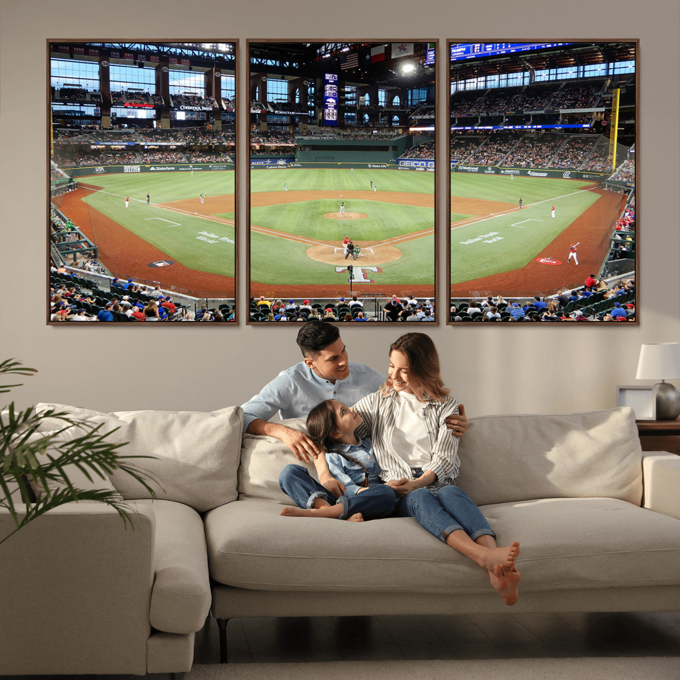 MGV-FC-60X30-3P - Texas Rangers Baseball Team Print - Arlington Globe Life Field Stadium Canvas Print Wall Art