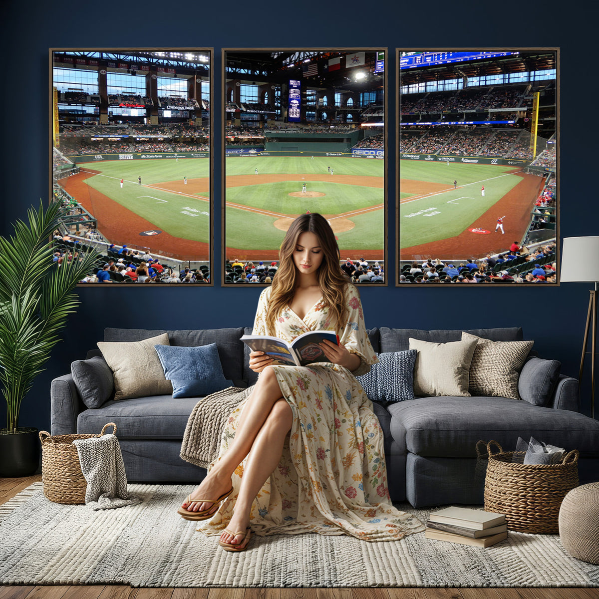 78468-MGV-CV-36X24 - Texas Rangers Baseball Team Print, Arlington Globe Life Field Stadium Wall Art
