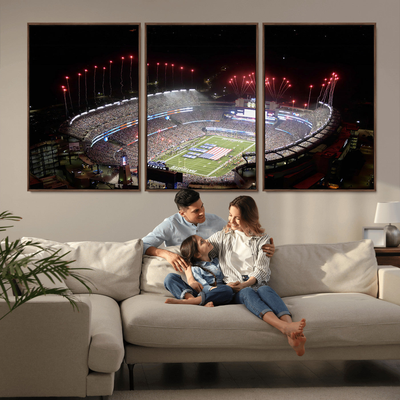 MGV-FC-60X30-3P - New England Patriots Team Print Wall Art- Foxborough Gillette Stadium Wall Art Canvas Print