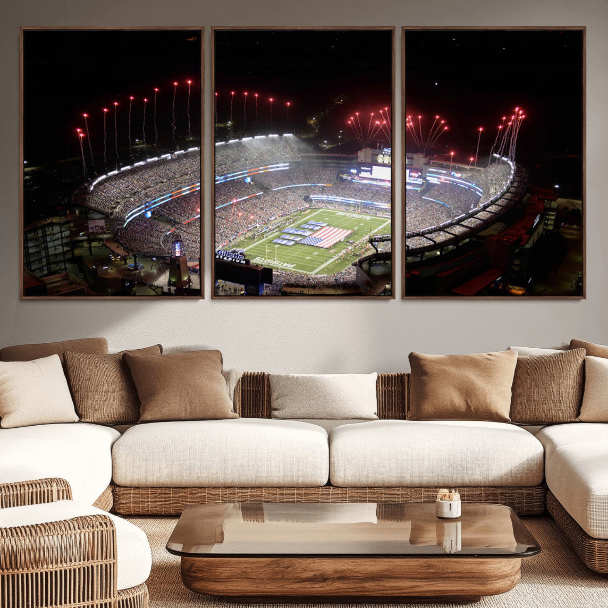 89988-MGV-CV-36X24-New England Patriots Team Print Wall Art- Foxborough Gillette Stadium Wall Art Canvas Print