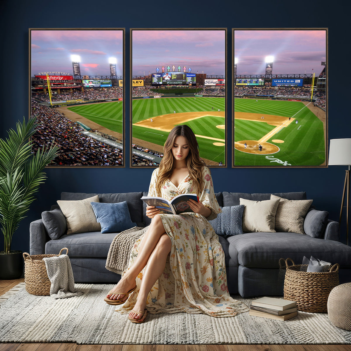 38470-MGV-CV-36X24 - Chicago White Sox Baseball Team Print Canvas, Guaranteed Rate Field Stadium Wall Art