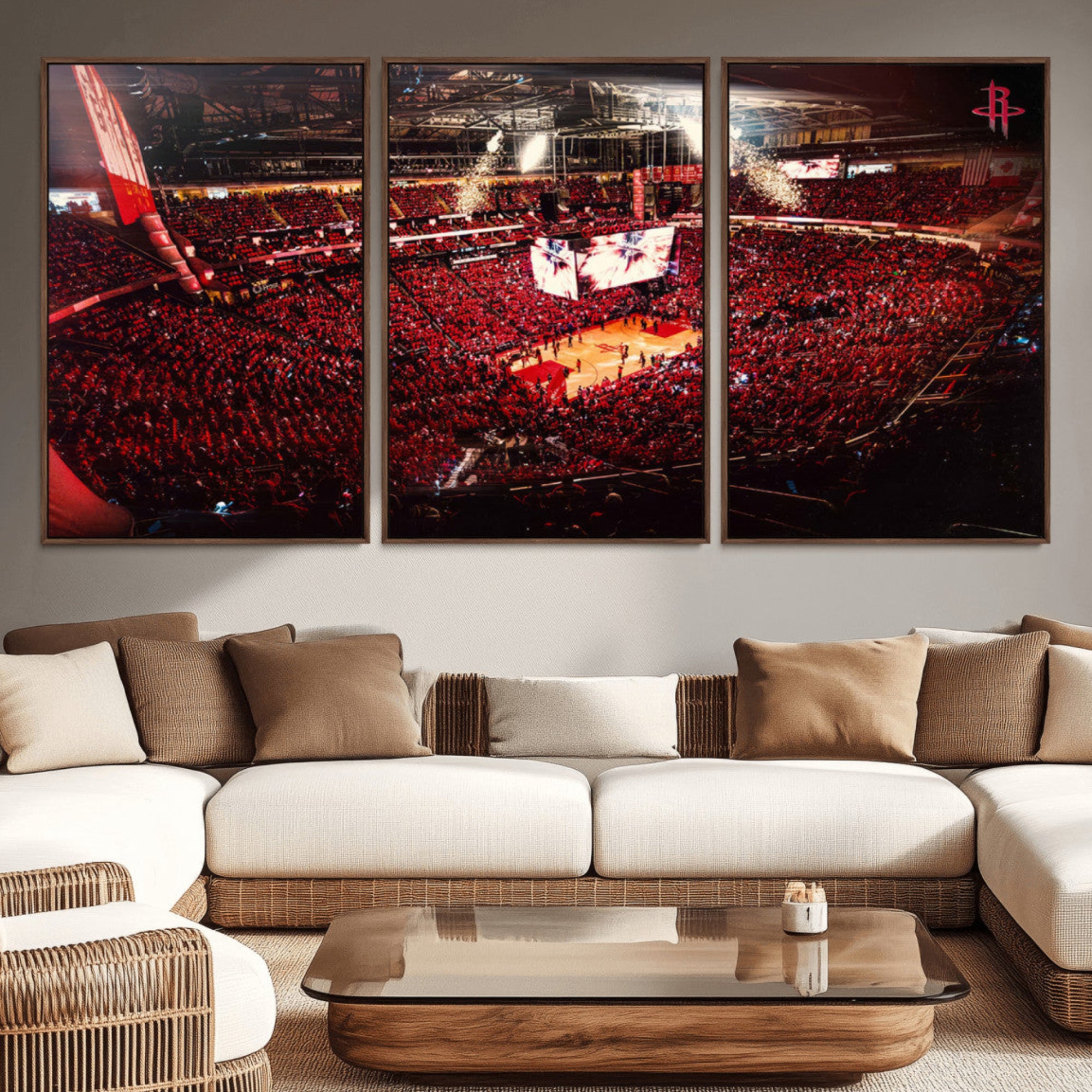 91527-MGV-CV-36X24-Houston Rockets Basketball Team Print Canvas- Houston Toyota Center Stadium Wall Art Canvas Print