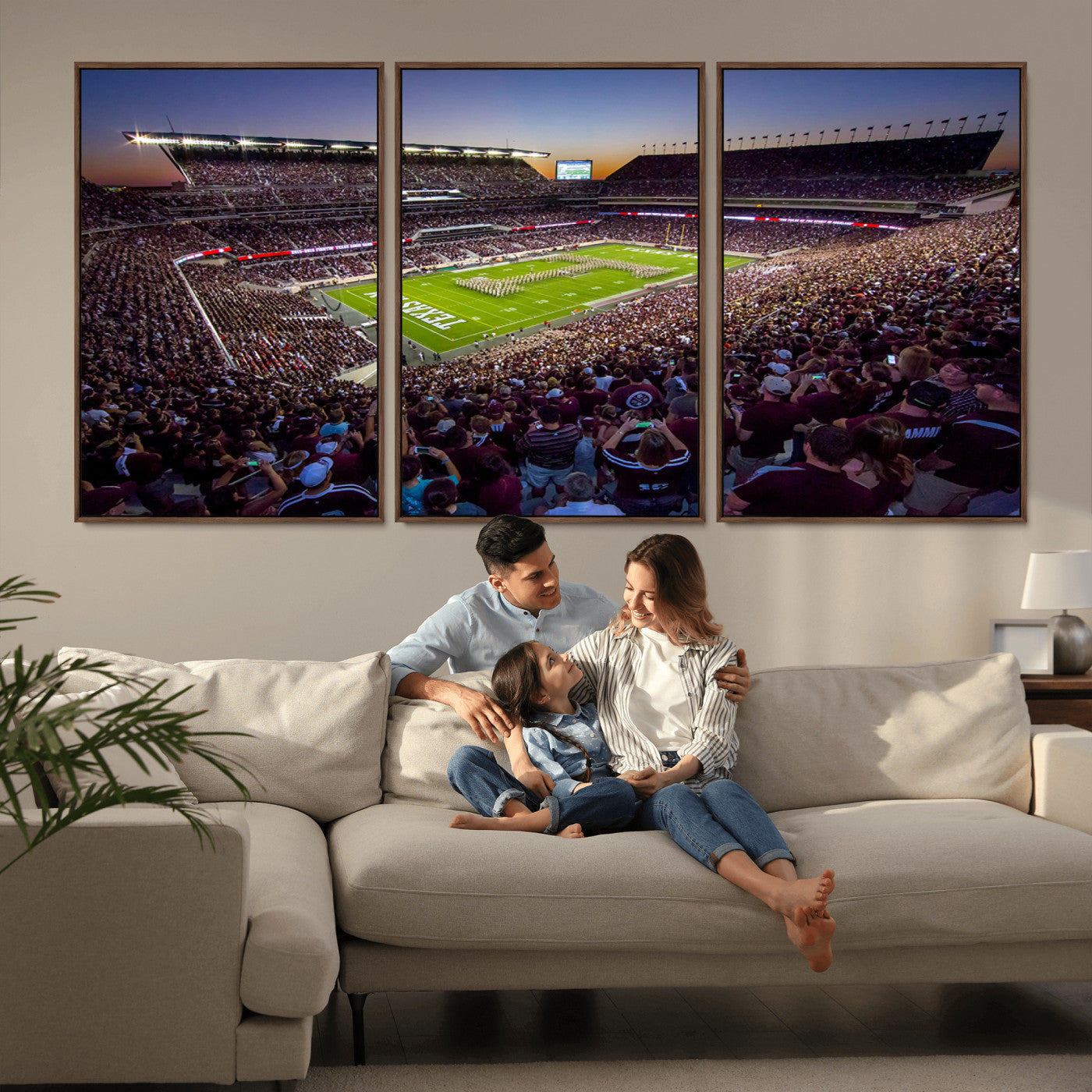 MGV-FC-60X30-3P - Texas A&M University Aggies Football Team Print - College Station Kyle Field Stadium Wall Art Canvas