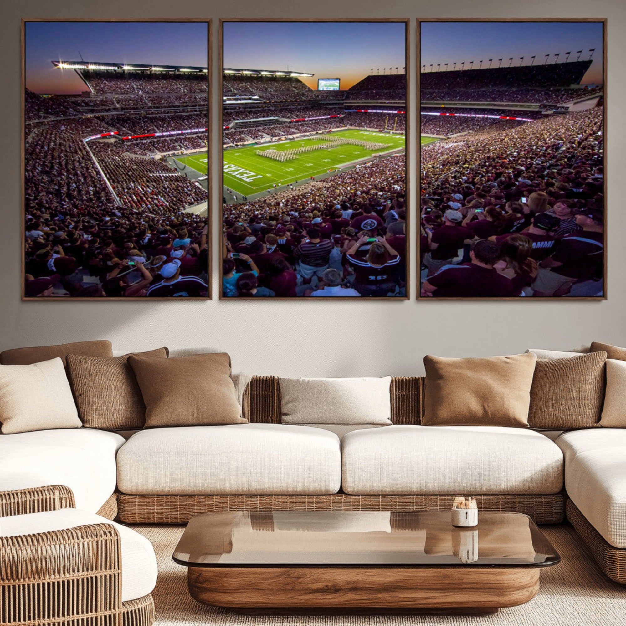 25148-MGV-CV-36X24-Texas A&M University Aggies Football Team Print - College Station Kyle Field Stadium Wall Art Canvas