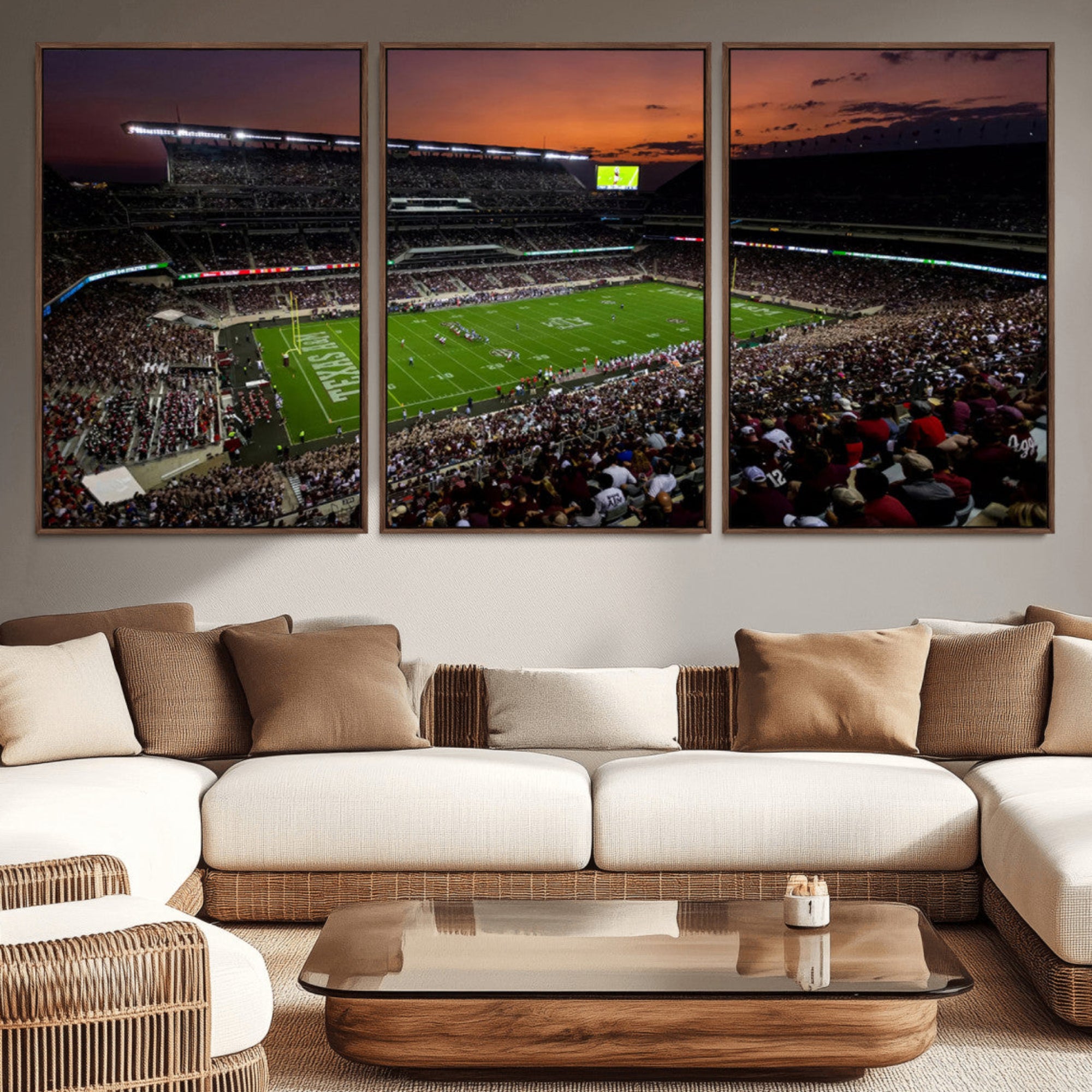 45603-MGV-CV-36X24-Texas A&M University Aggies Football Team Print - College Station Kyle Field Stadium Wall Art Canvas