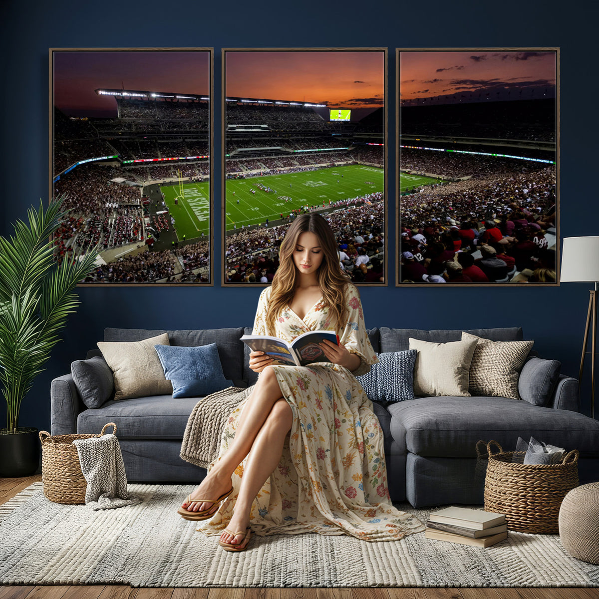 45603-MGV-CV-36X24 - Texas A&M University Aggies Football Team Print, College Station Kyle Field Stadium Wall Art