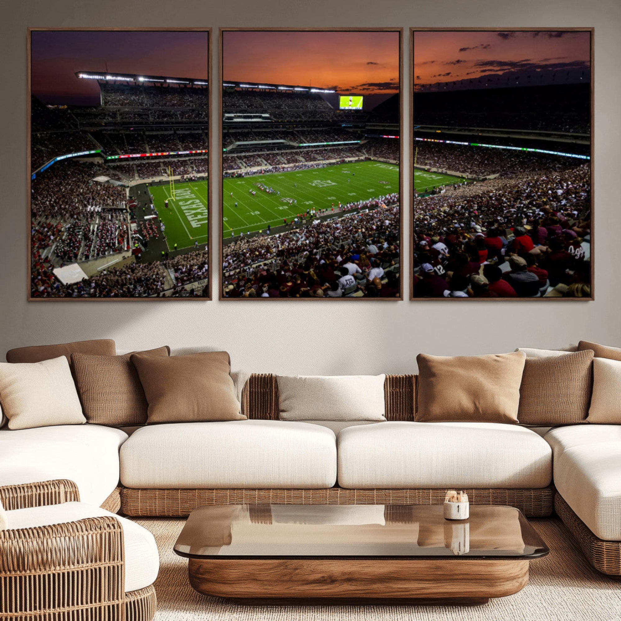 45603-MGV-CV-36X24-Texas A&M Aggies Football Team Print - College Station Kyle Field Stadium Wall Art Canvas Print