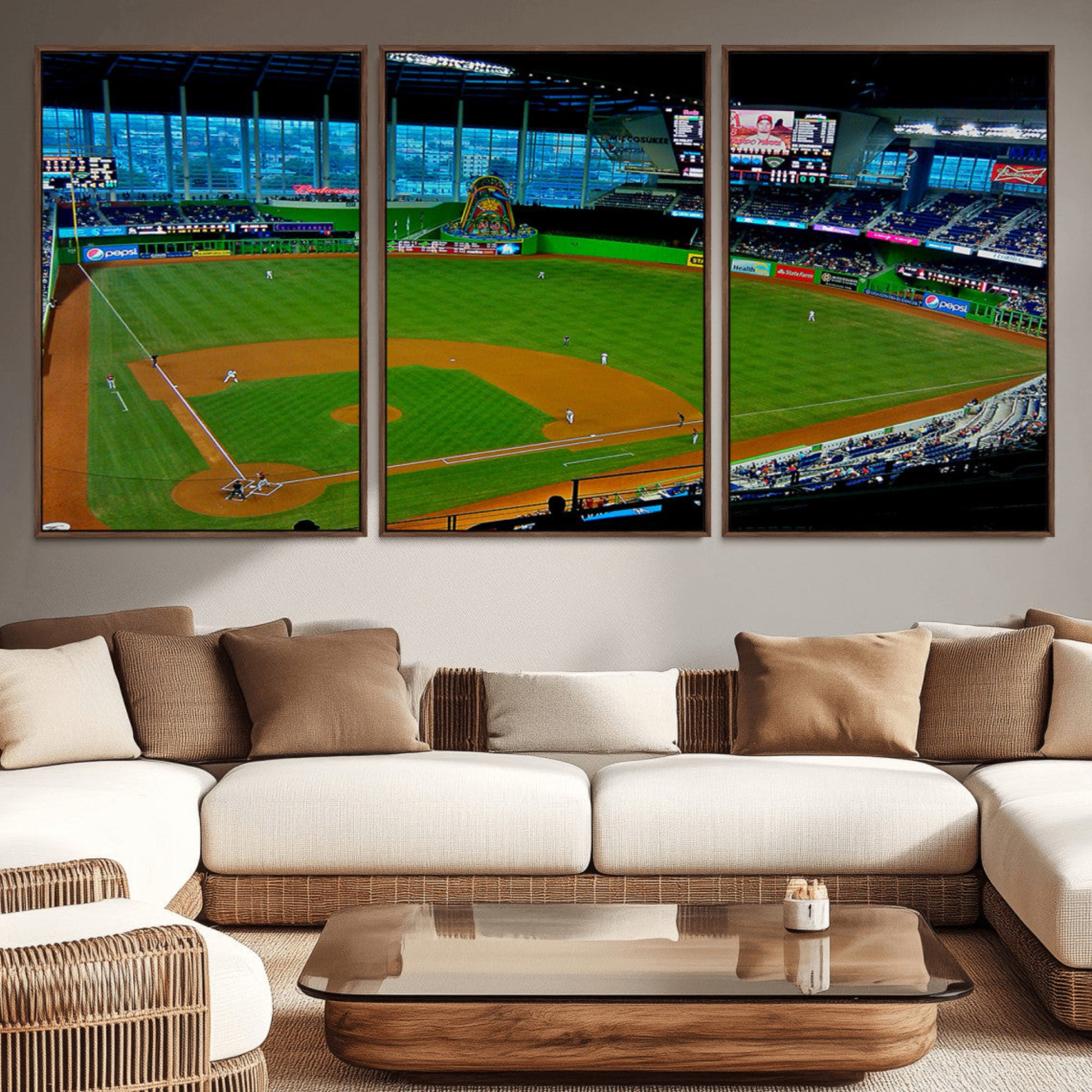 51207-MGV-CV-36X24-Miami Marlins Baseball Team Print - Miami LoanDepot Park Stadium Wall Art Canvas Print