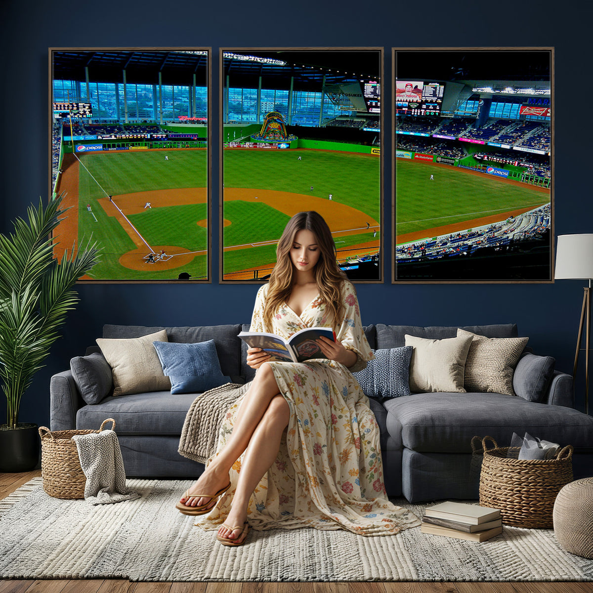51207-MGV-CV-36X24 - Miami Marlins Baseball Team Print, Miami LoanDepot Park