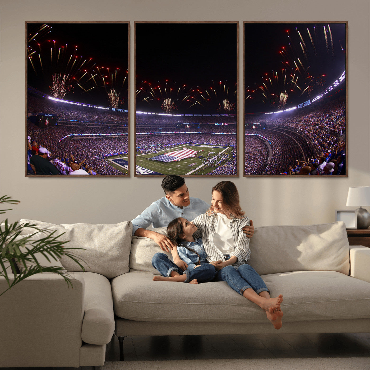 MGV-FC-60X30-3P - New York Giants Football Team Print - East Rutherford MetLife Stadium Wall Art Canvas Print