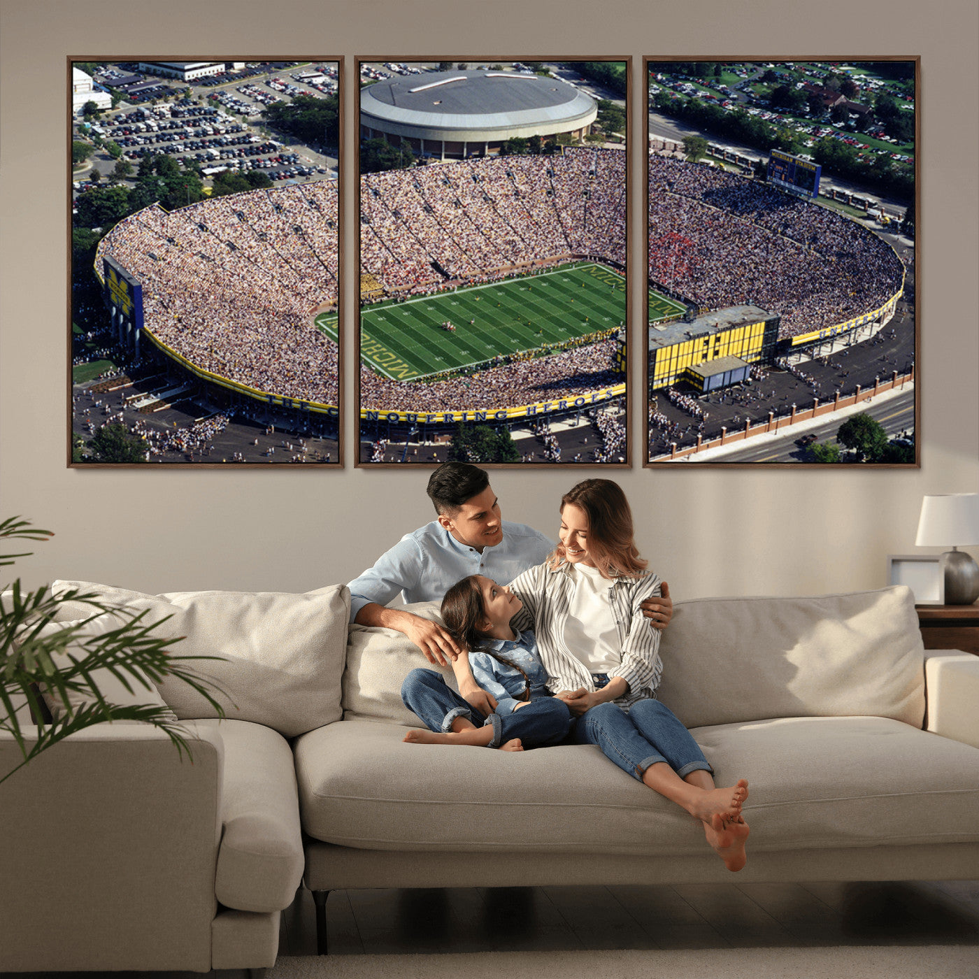 MGV-FC-60X30-3P - Michigan Wolverines Football Team Print - Ann Arbor Michigan Stadium Print, Michigan Wolverines