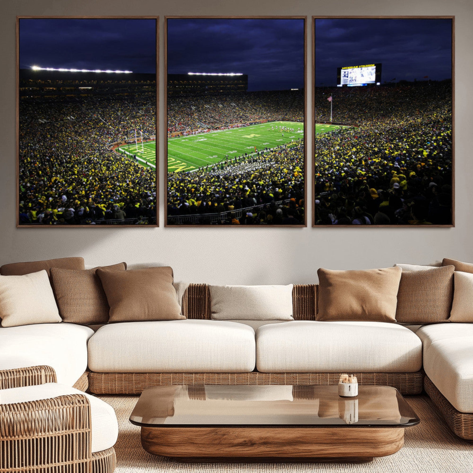 15448-MGV-CV-36X24-Michigan Wolverines Football Canvas Wall Decor, Football Team Print - Ann Arbor Michigan Stadium