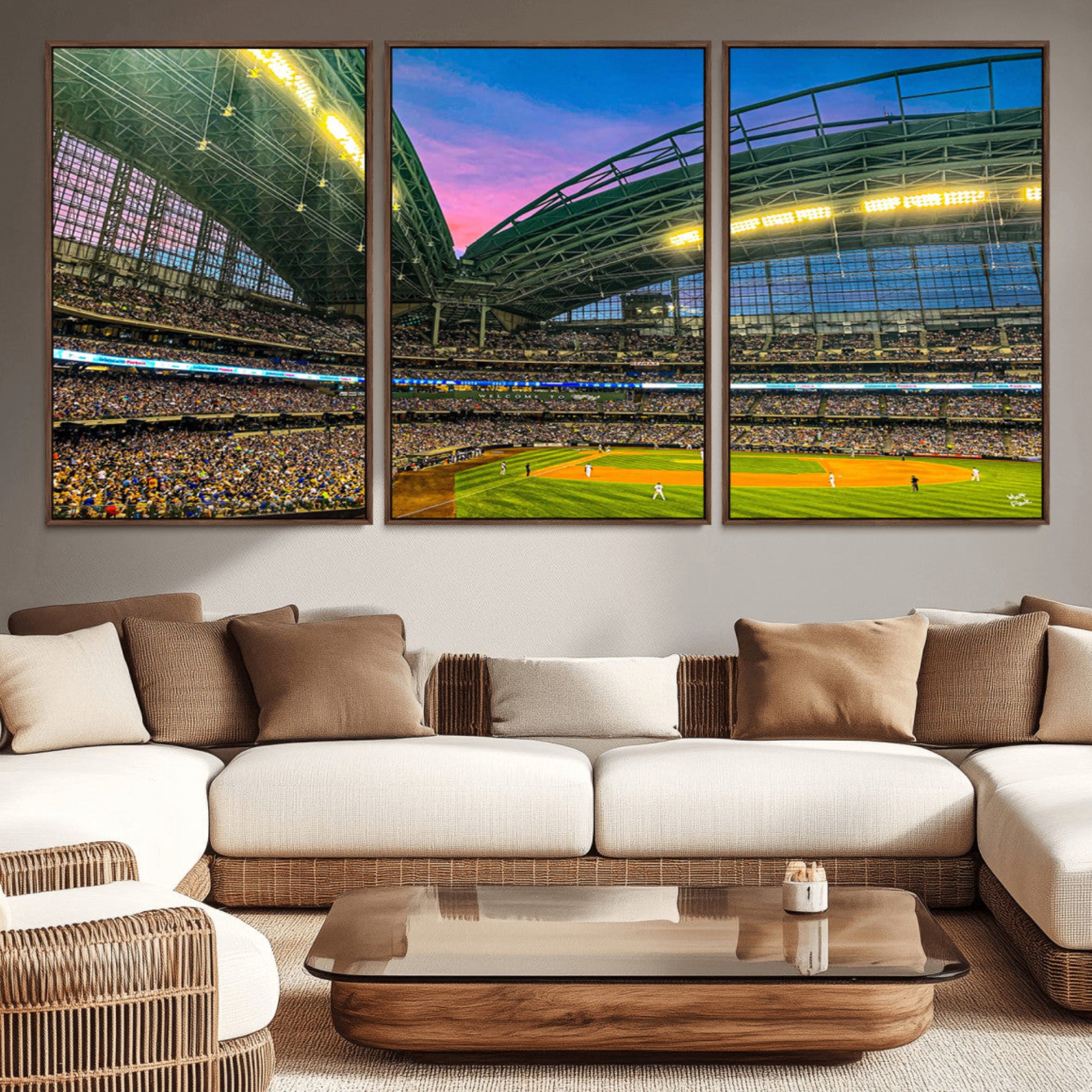 17006-MGV-CV-36X24-Milwaukee Brewers Baseball Team Print Canvas- American Family Field Stadium Wall Art Canvas Print