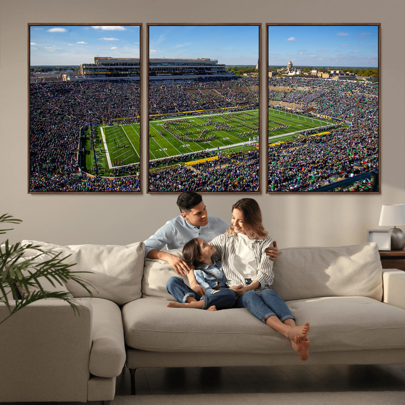 MGV-FC-60X30-3P - Notre Dame Fighting Irish Football Team Print - Notre Dame Stadium Wall Art Canvas Print