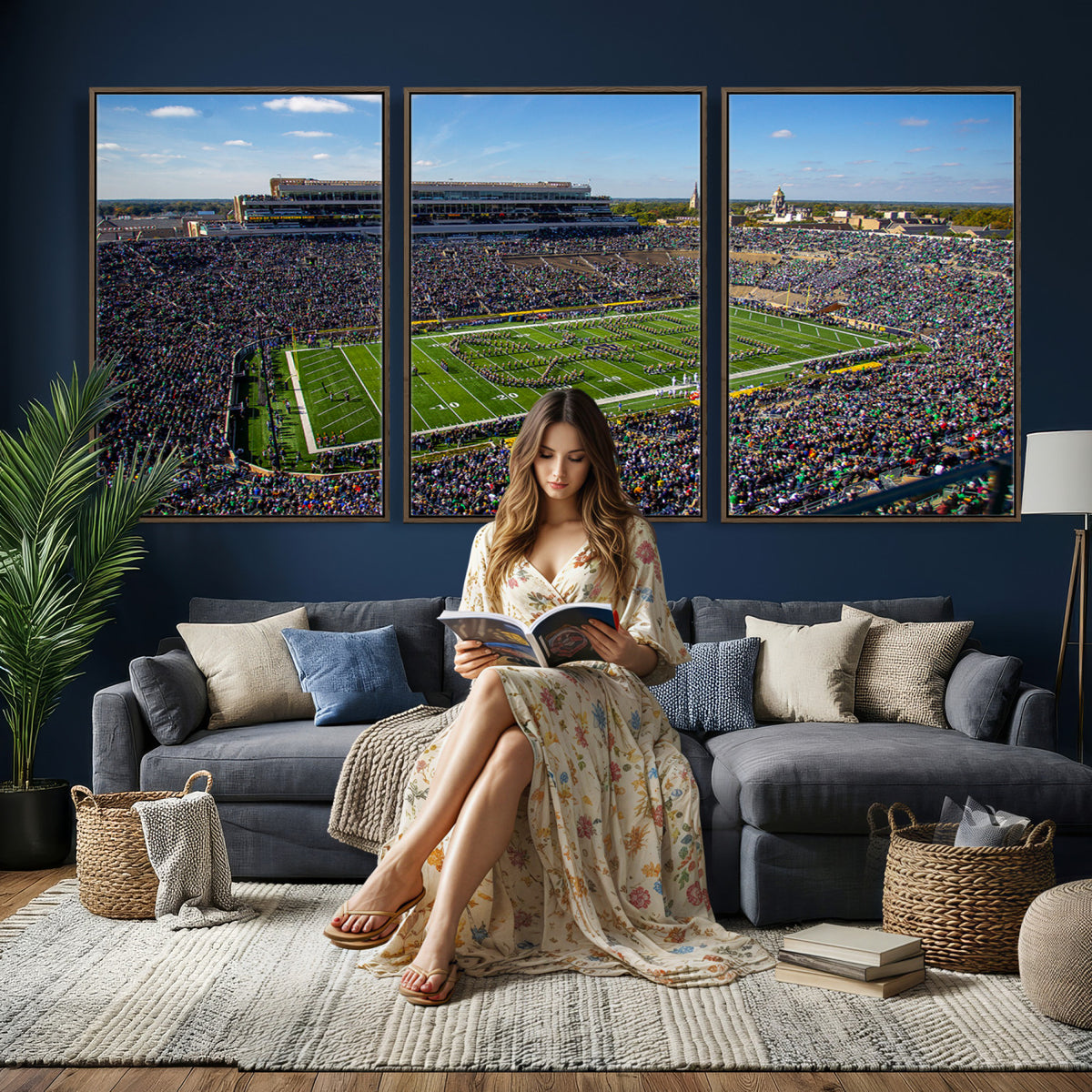 50114-MGV-CV-36X24 - Notre Dame Fighting Irish Football Team Print, Notre Dame Stadium Wall Art