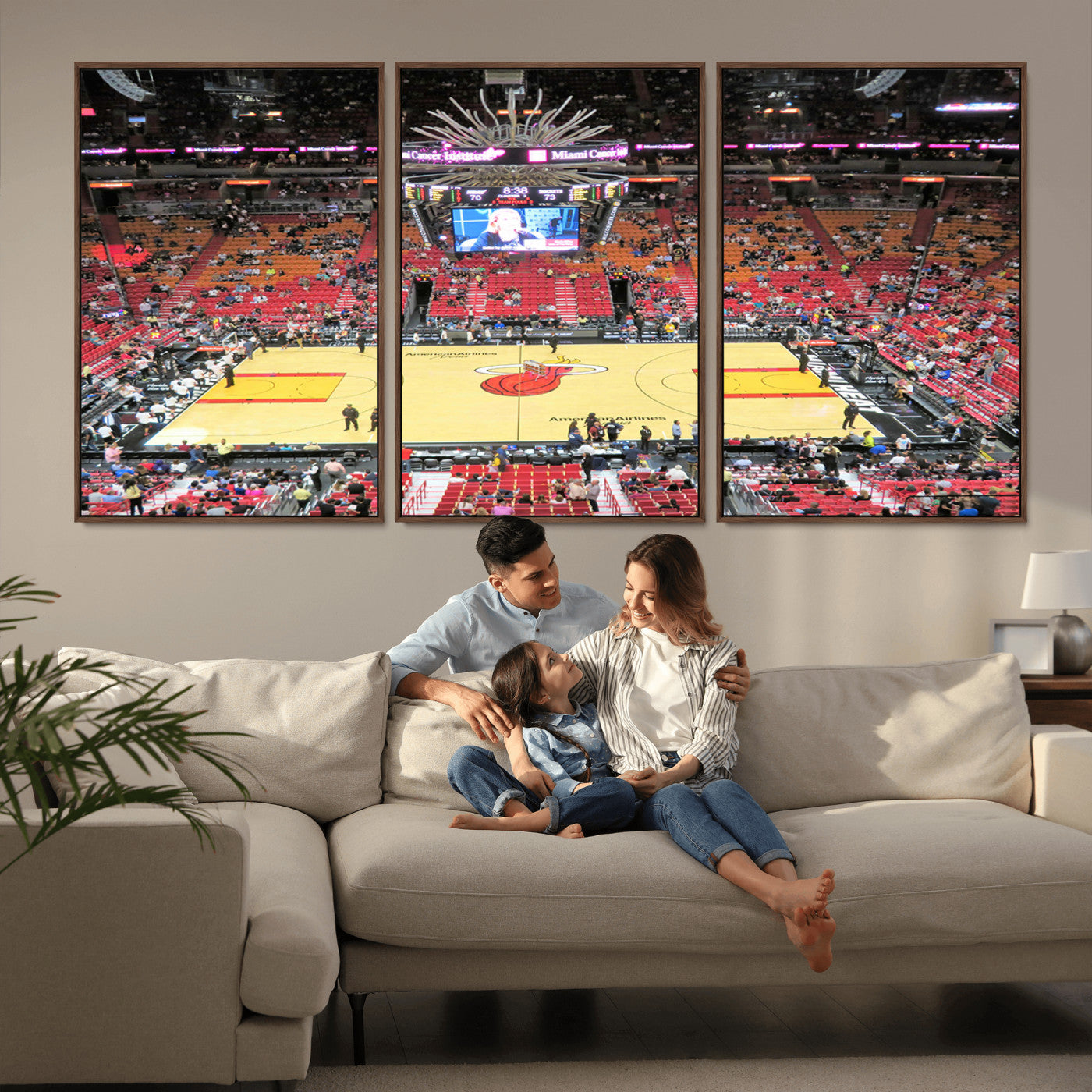 MGV-FC-60X30-3P - Miami Heat Basketball Team Print Wall Art- Kaseya Center Stadium Wall Art Canvas Print