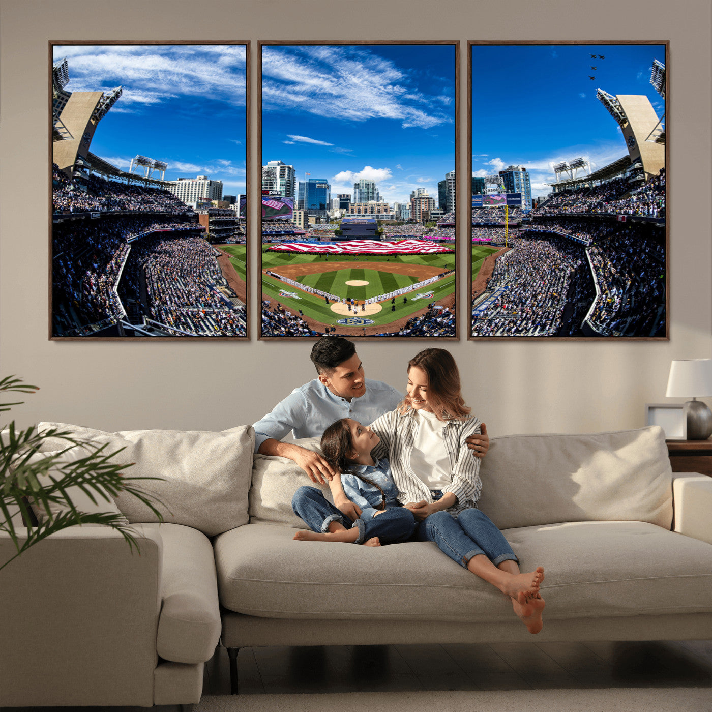 MGV-FC-60X30-3P - San Diego Padres Baseball Team Print - Petco Park Stadium Wall Art Canvas Print