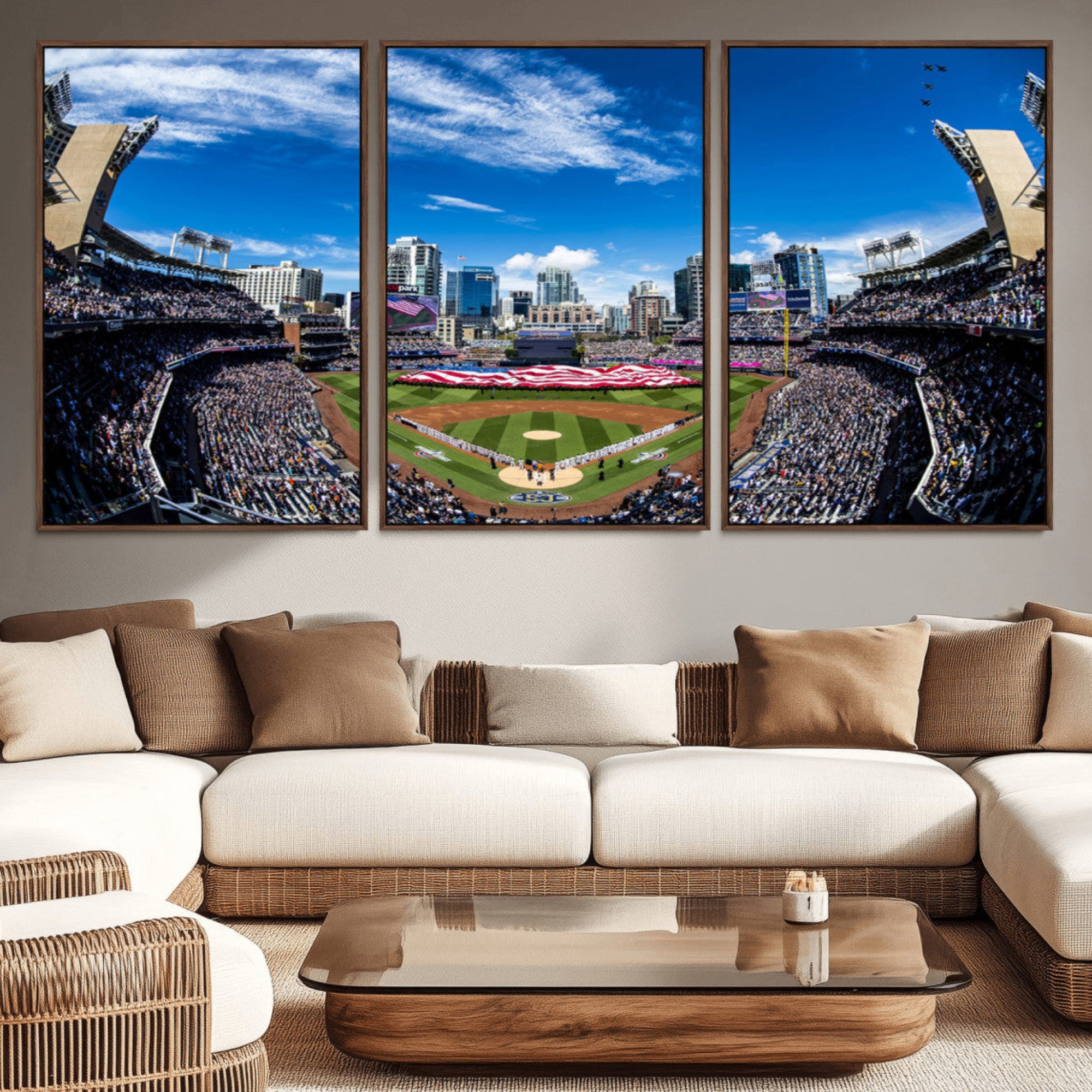 52297-MGV-CV-36X24-San Diego Padres Baseball Team Print - Petco Park Stadium Wall Art Canvas Print