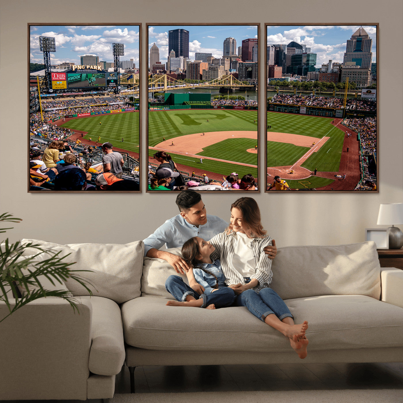 MGV-FC-60X30-3P - Pittsburgh Pirates Baseball Team Print - PNC Park Stadium Wall Art Canvas Print - Ready to Hang