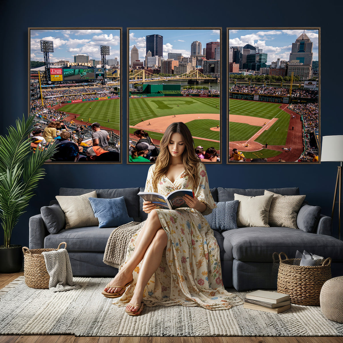 66872-MGV-CV-36X24 - Pittsburgh Pirates Baseball Team Print, PNC Park Stadium