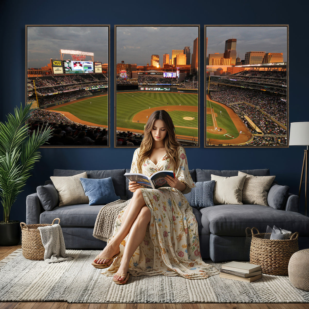 99822-MGV-CV-36X24 - Minnesota Twins Baseball Team Print, Minneapolis Target Field Stadium Wall Art